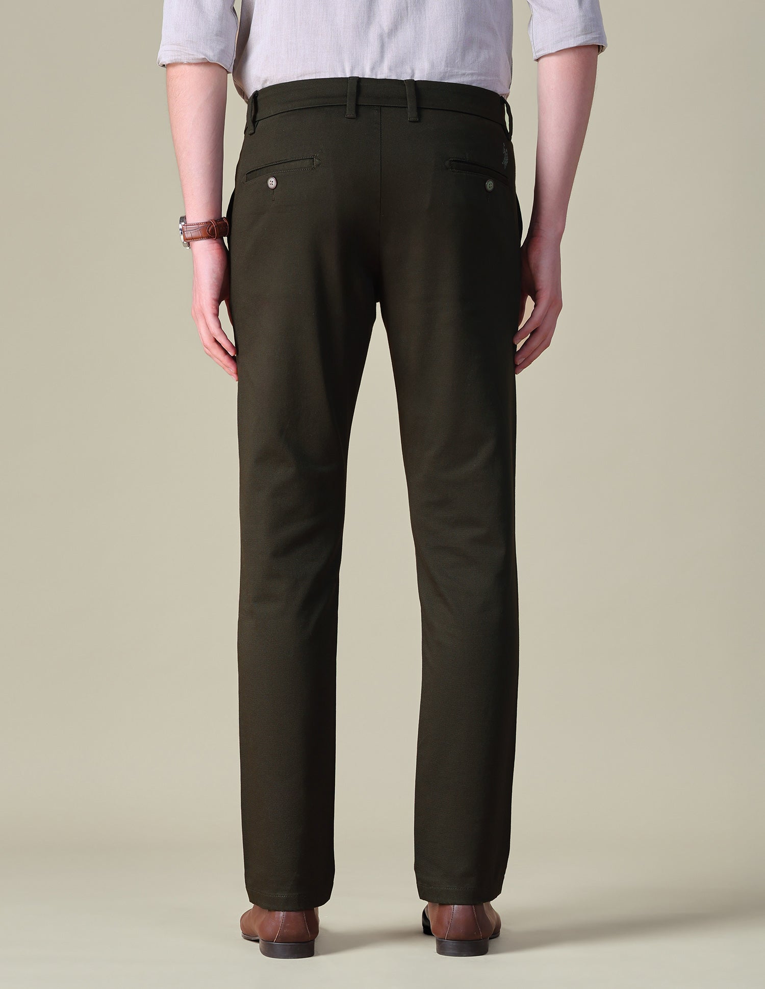 Dobby Denver Slim Fit Trousers Choco Brown - U.S. POLO ASSN. | Large