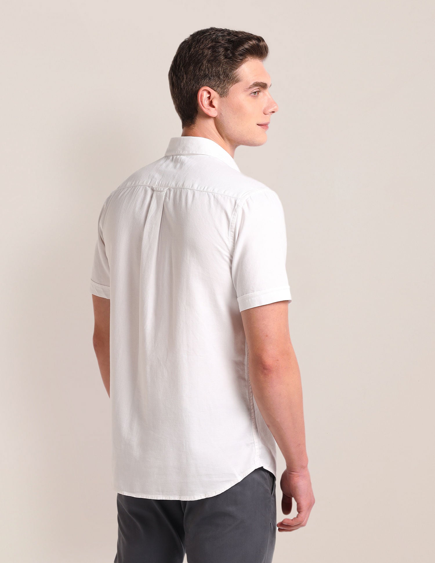 Tailored Regular Fit Solid Shirt White - U.S. Polo Assn. India | Large