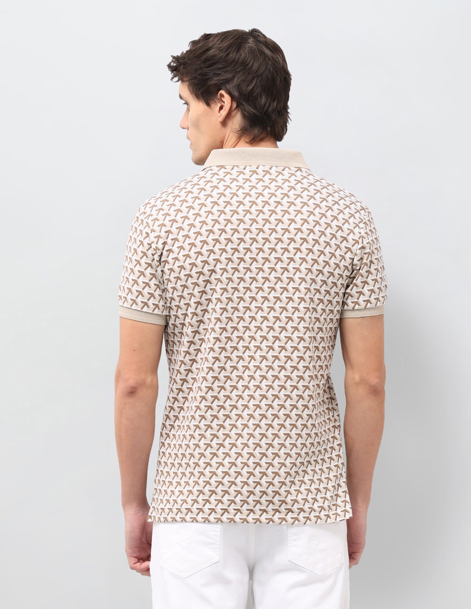 Geometric Printed Slim Fit Polo Shirt Beige - U.S. Polo Assn. India | Large