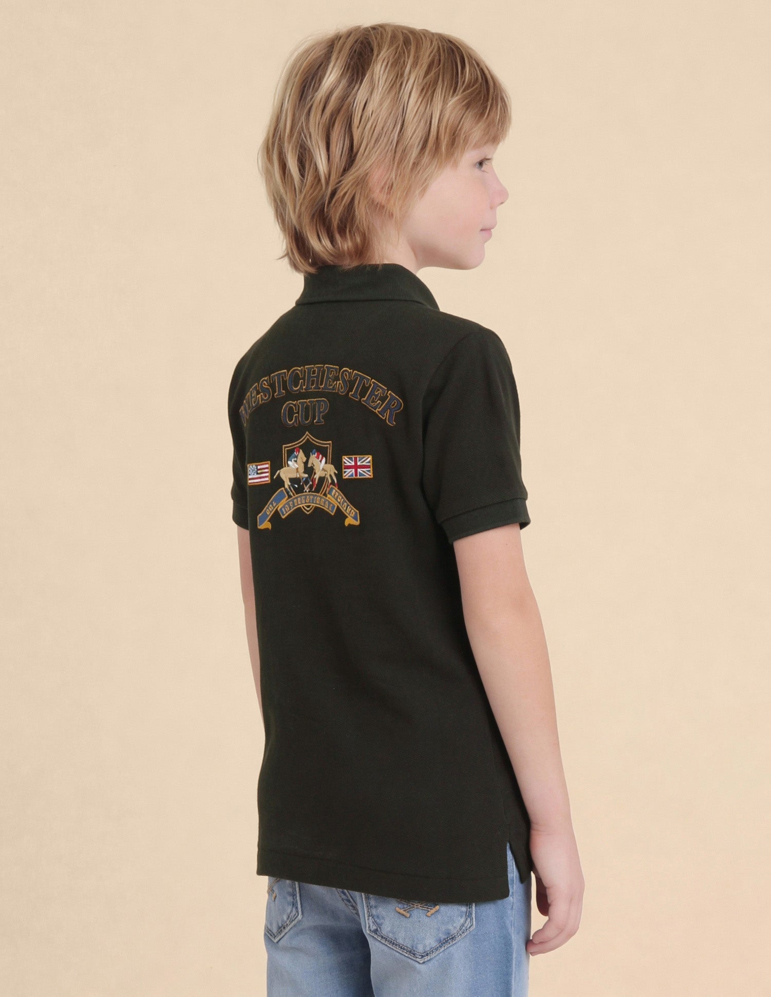 Boys Brand Embroidered Regular Fit Polo Shirt Olive - U.S. Polo Assn. India | Large