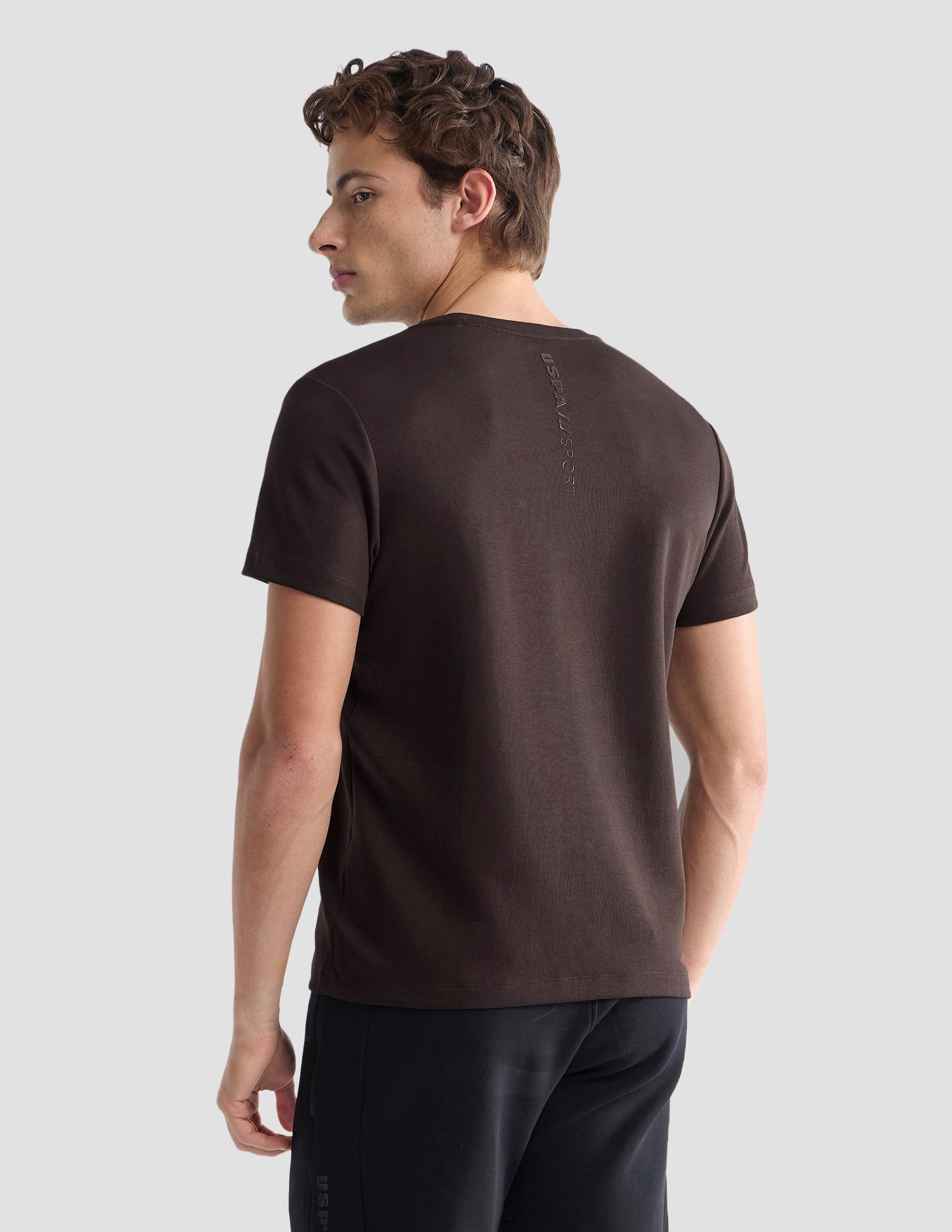 Solid Slim Fit Active T-Shirt Dark Brown - U.S. Polo Assn. India | Large