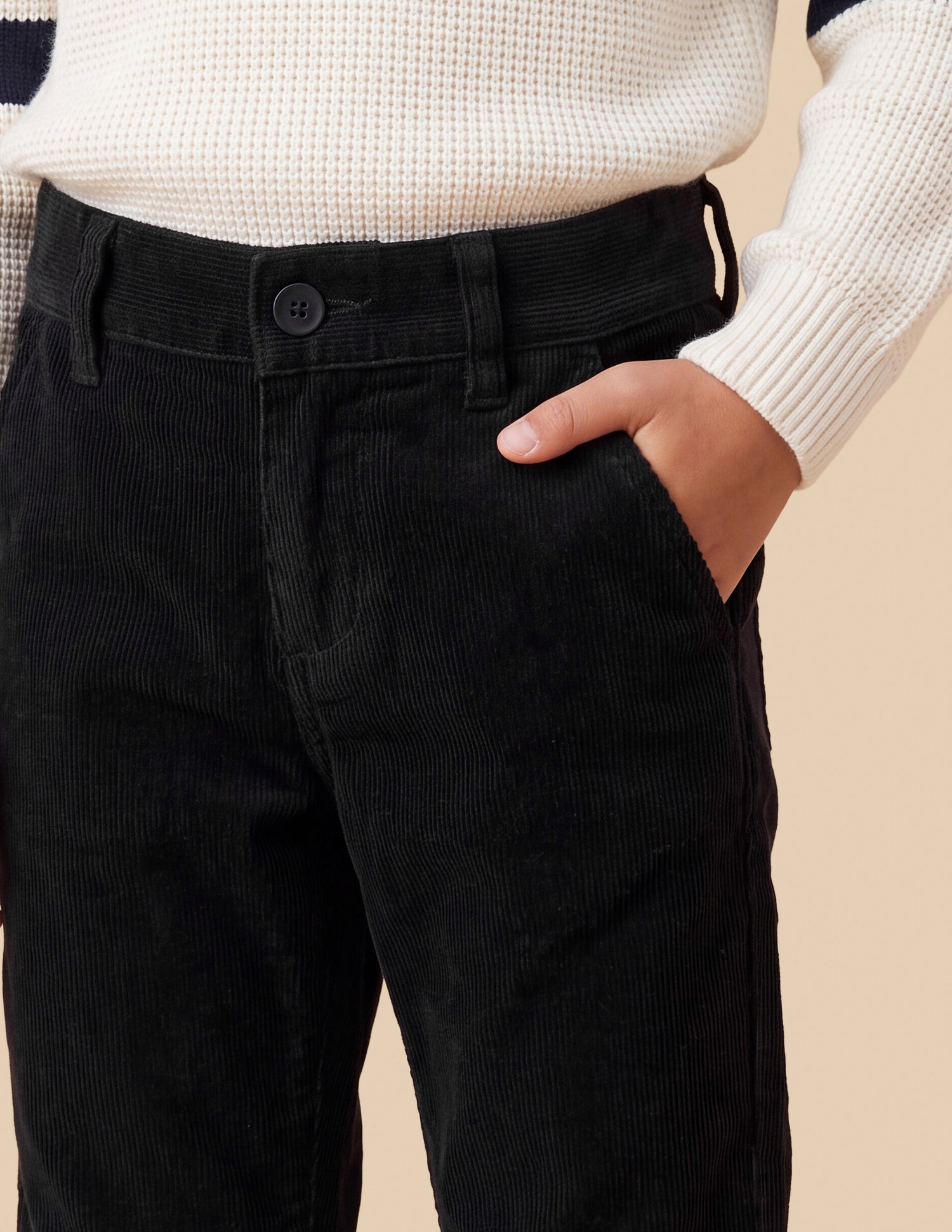 Corduroy Regular Fit Trousers Black - U.S. Polo Assn. India | Large