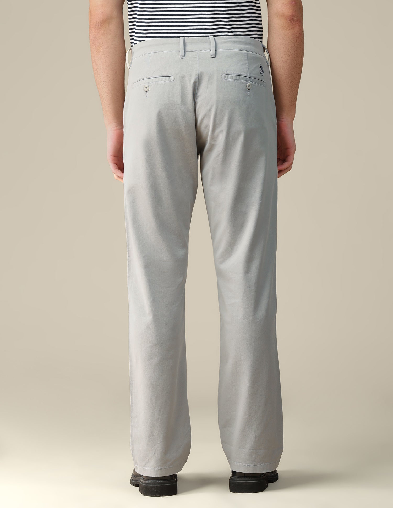 Riley straight fit Twill Trousers Light Grey - U.S. Polo Assn. India | Large