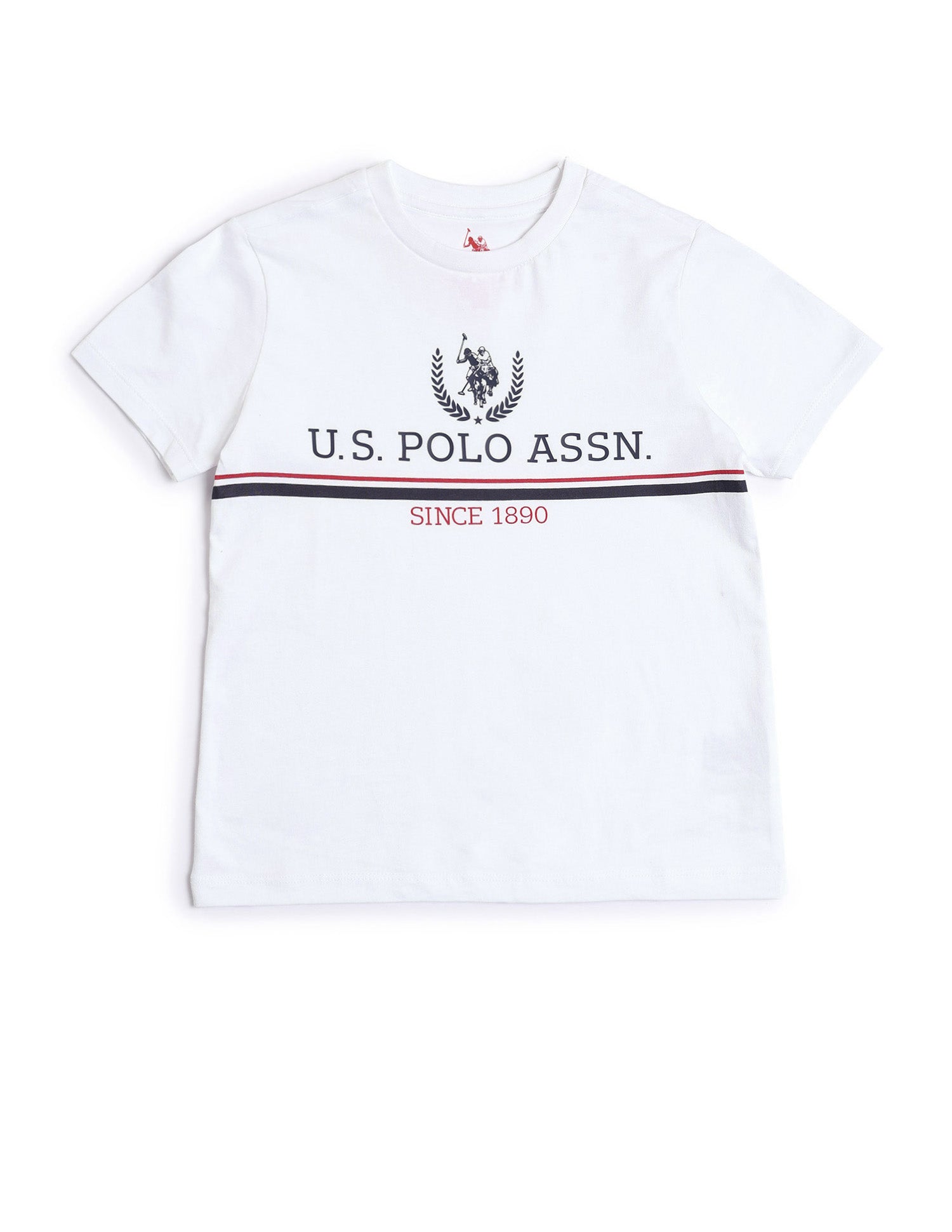 Boys Brand Printed Regular Fit T-Shirt White - U.S. POLO ASSN. | Large
