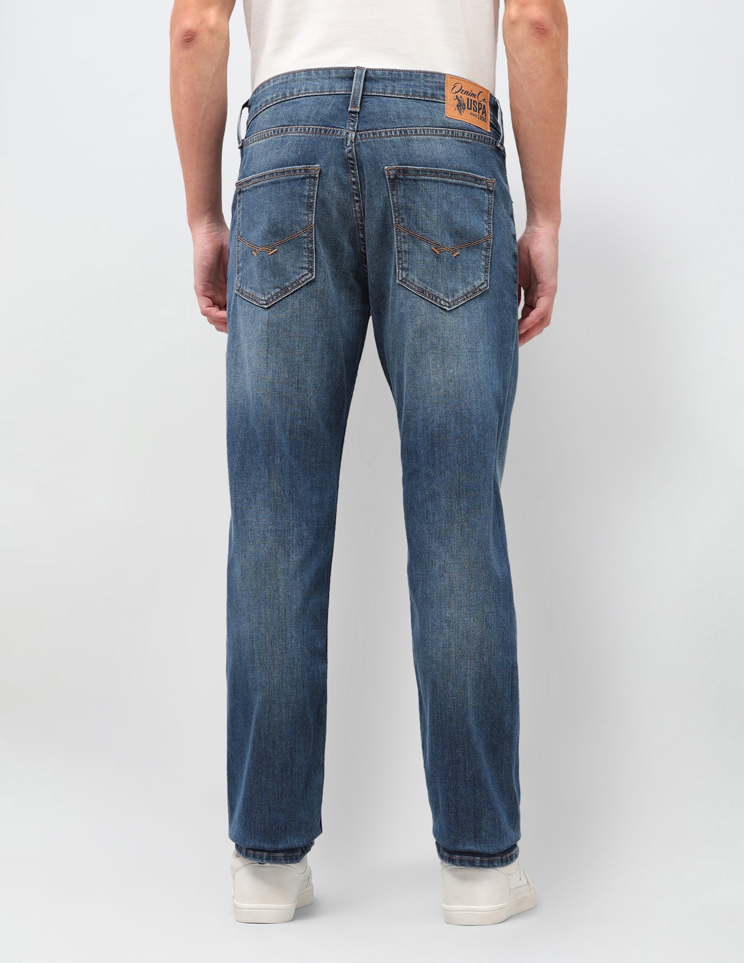 Harold Slim Straight Fit Blue Jeans Mid Blue - U.S. Polo Assn. India | Large