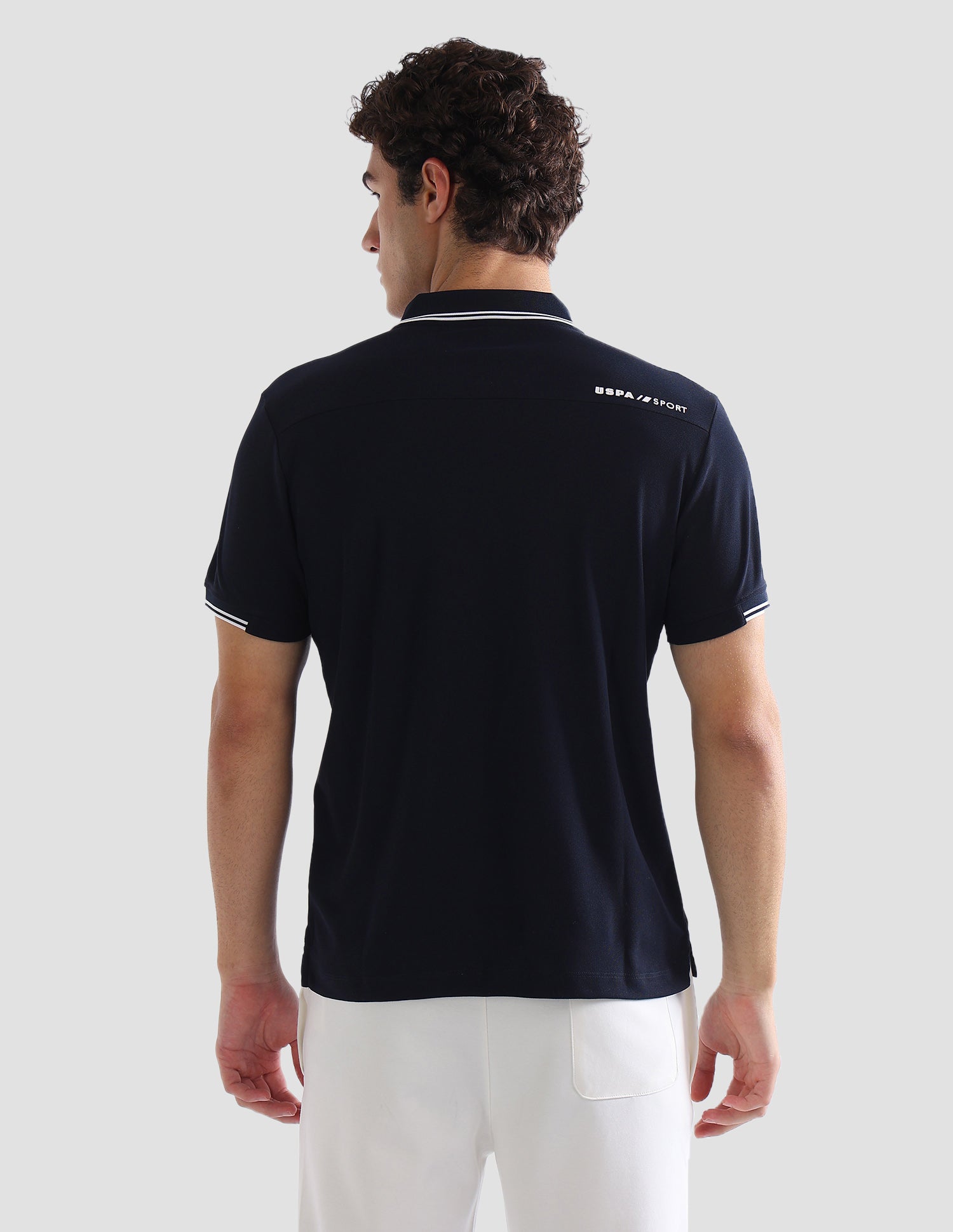Solid Slim Fit Active Polo Shirt Navy - U.S. Polo Assn. India | Large