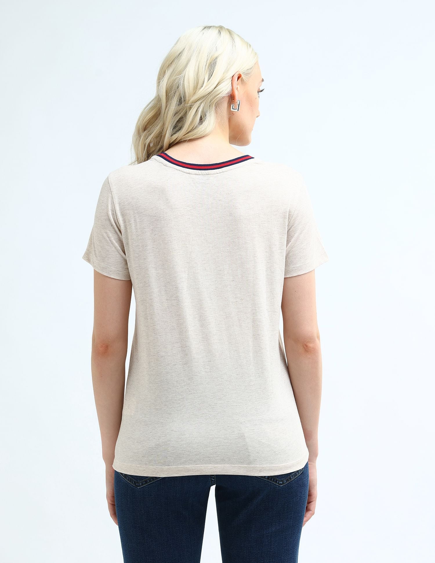 Regular Fit Solid T-Shirt Oat Melange - U.S. POLO ASSN. | Large