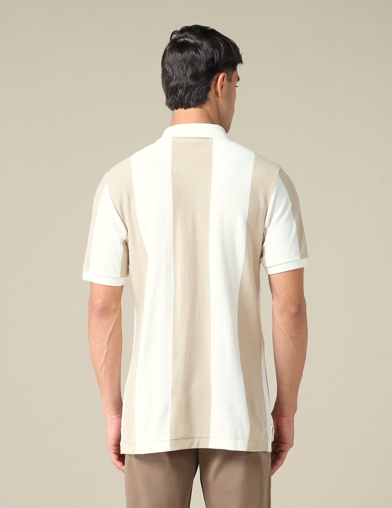 Vertical Striped Muscle Fit Polo Shirt Ivory - U.S. POLO ASSN. | Large