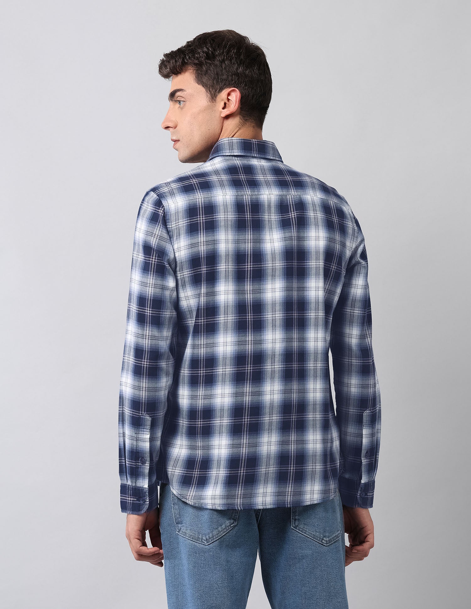 Pure Cotton Plaid Checked Shirt Navy - U.S. Polo Assn. India | Large