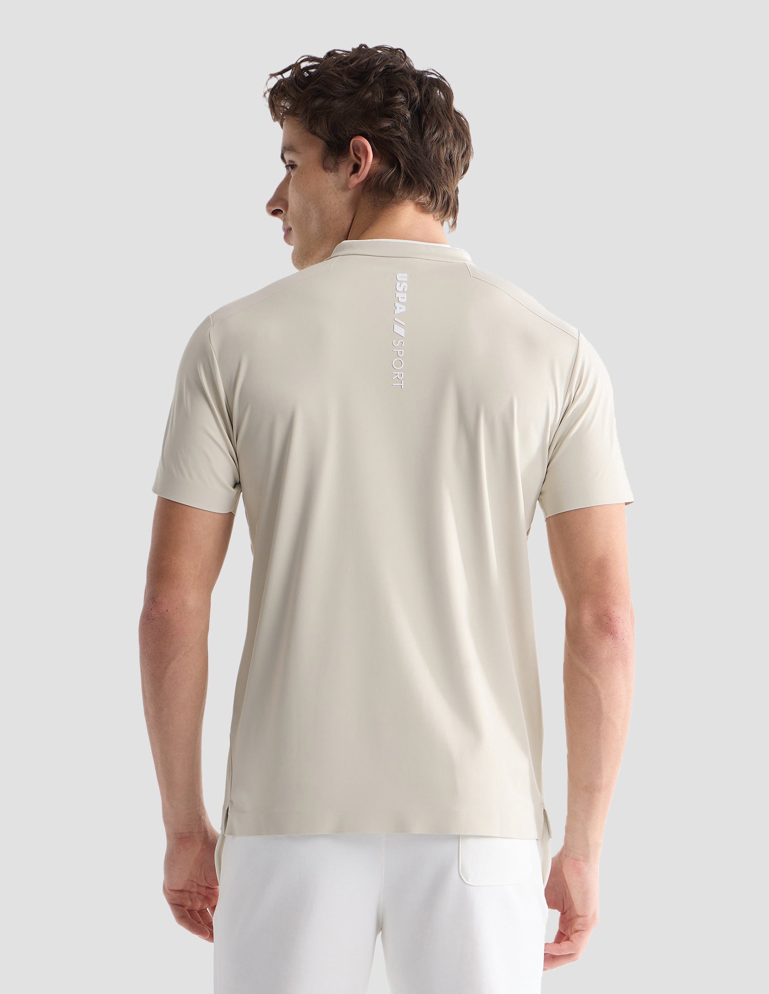 Solid Slim Fit Active Polo Shirt Beige - U.S. Polo Assn. India | Large
