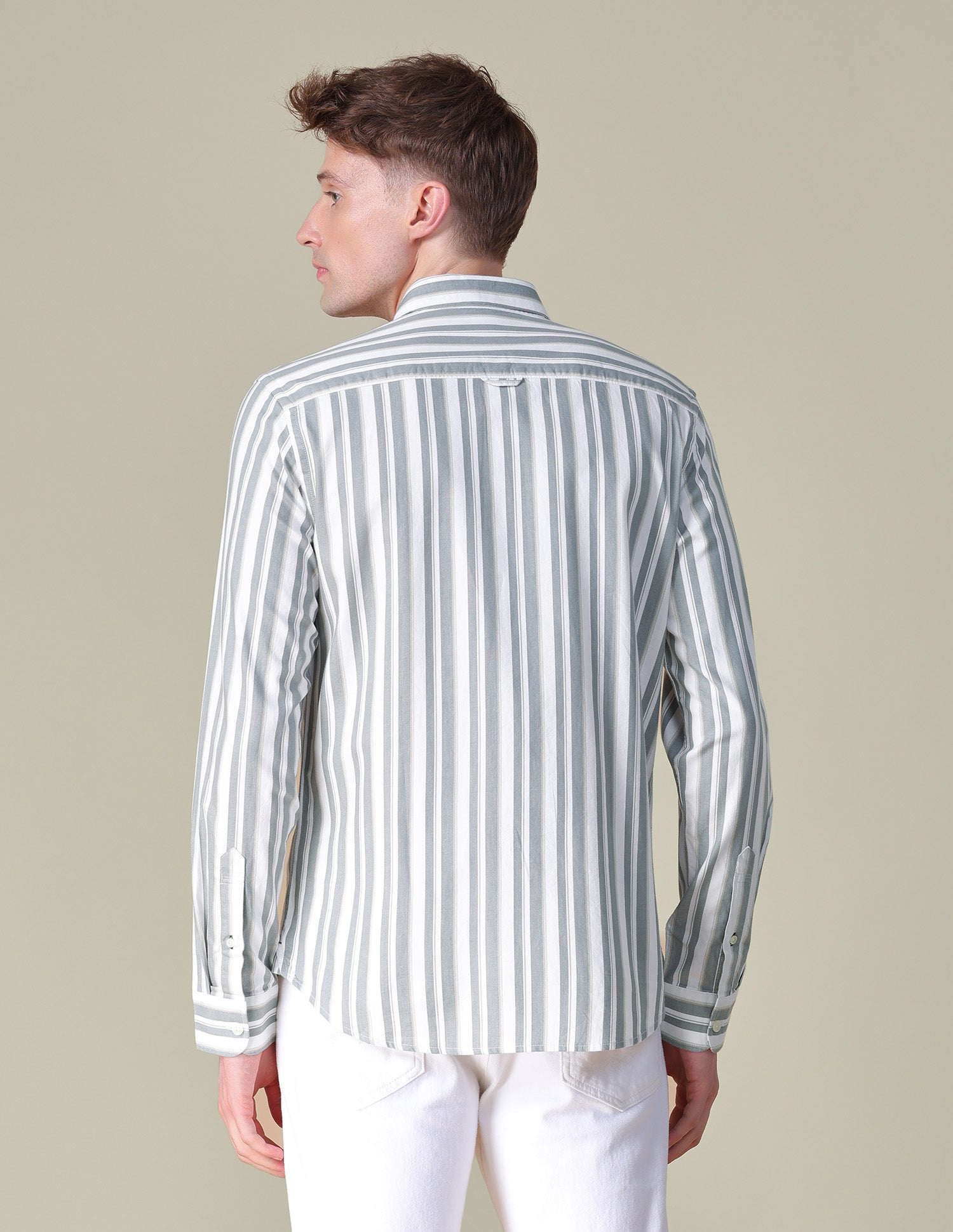 Vertical Striped Twill Shirt Light Olive - U.S. POLO ASSN. | Large