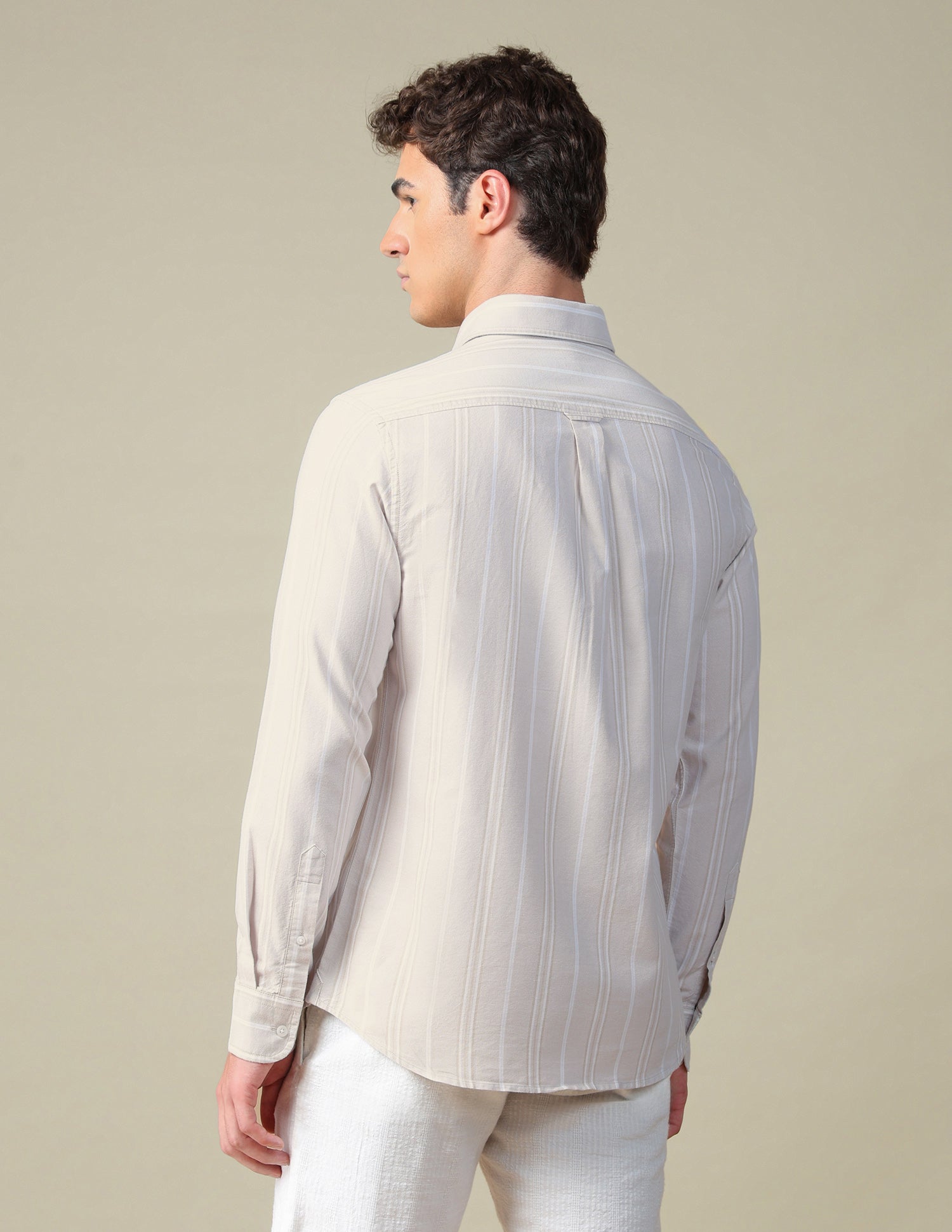 Vertical Striped Oxford Shirt Beige - U.S. Polo Assn. India | Large