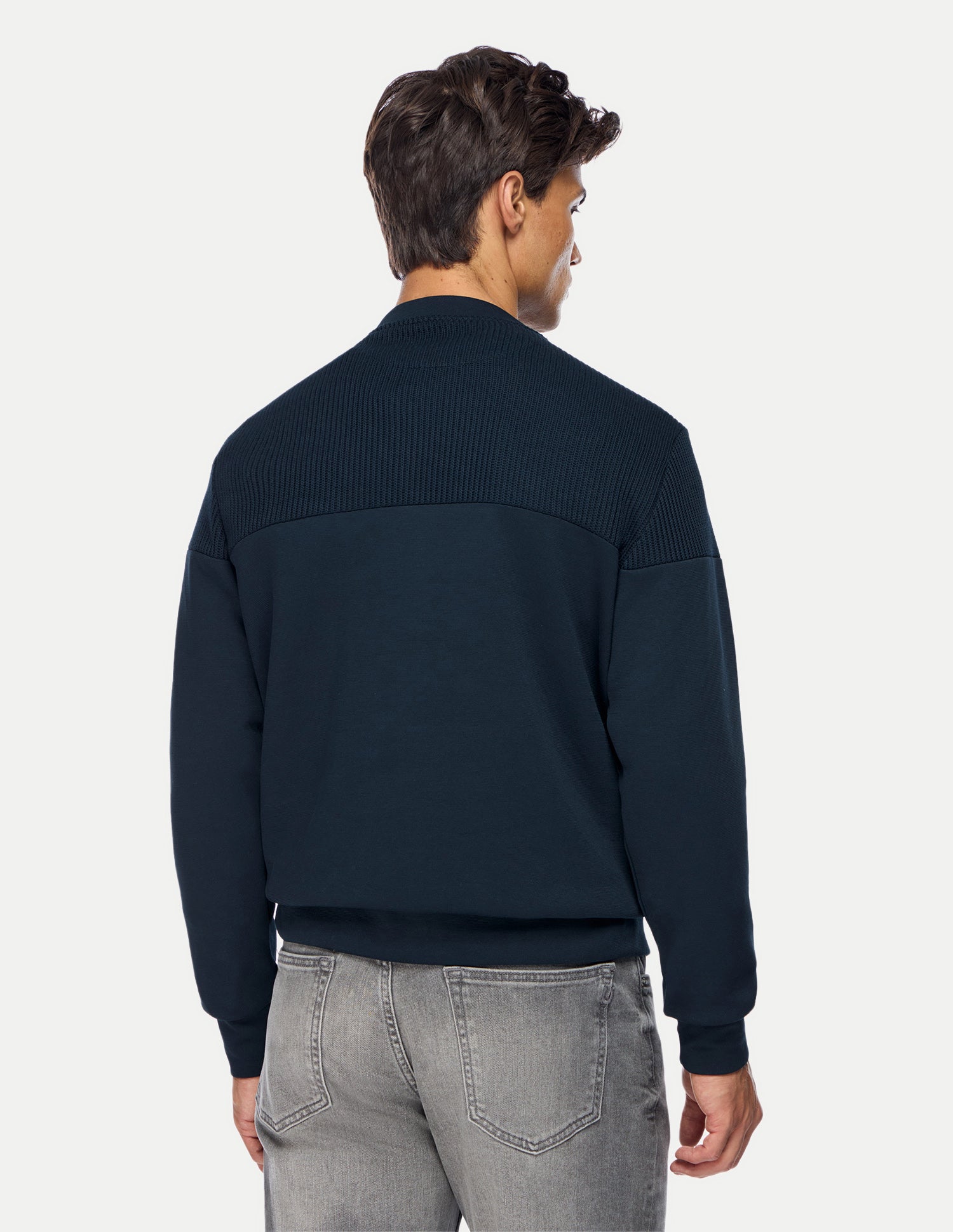 Patterned Knit Regular Fit Sweatshirt Navy - U.S. Polo Assn. India | Large