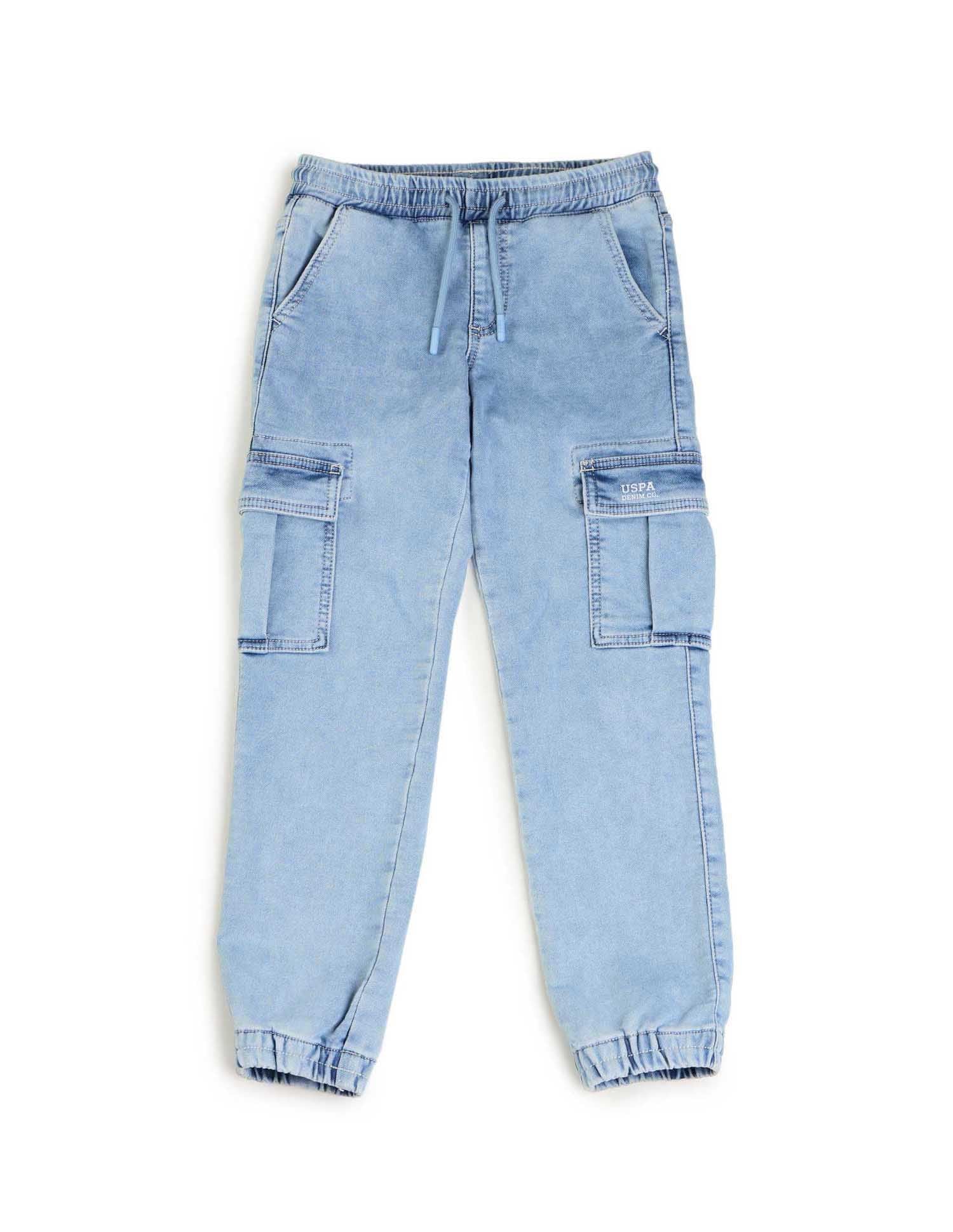 Boys Mid Rise Jogger Jeans Light Indigo - U.S. POLO ASSN. | Large