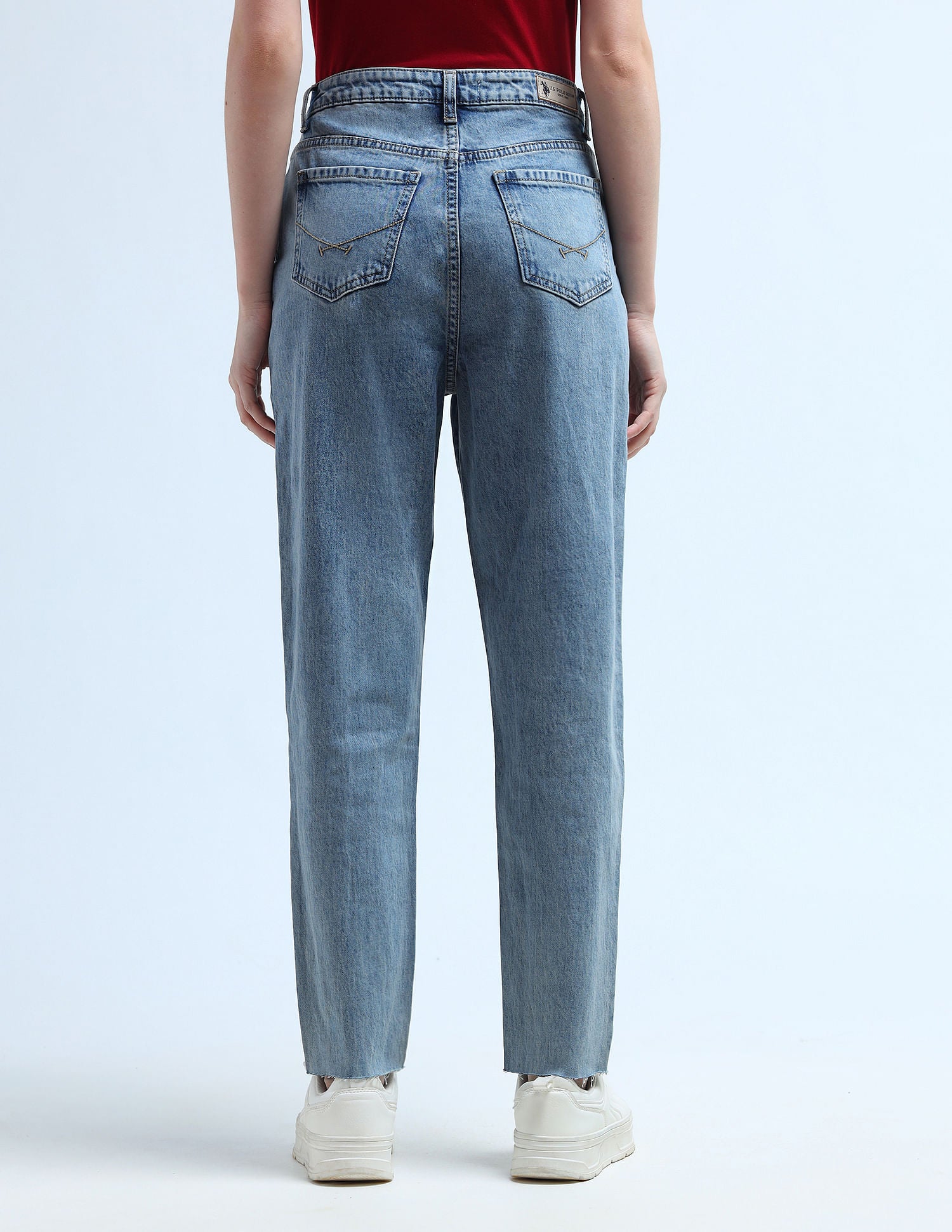 Buy Women High Rise Mom Fit Jeans Blue|U.S. Polo Assn. India