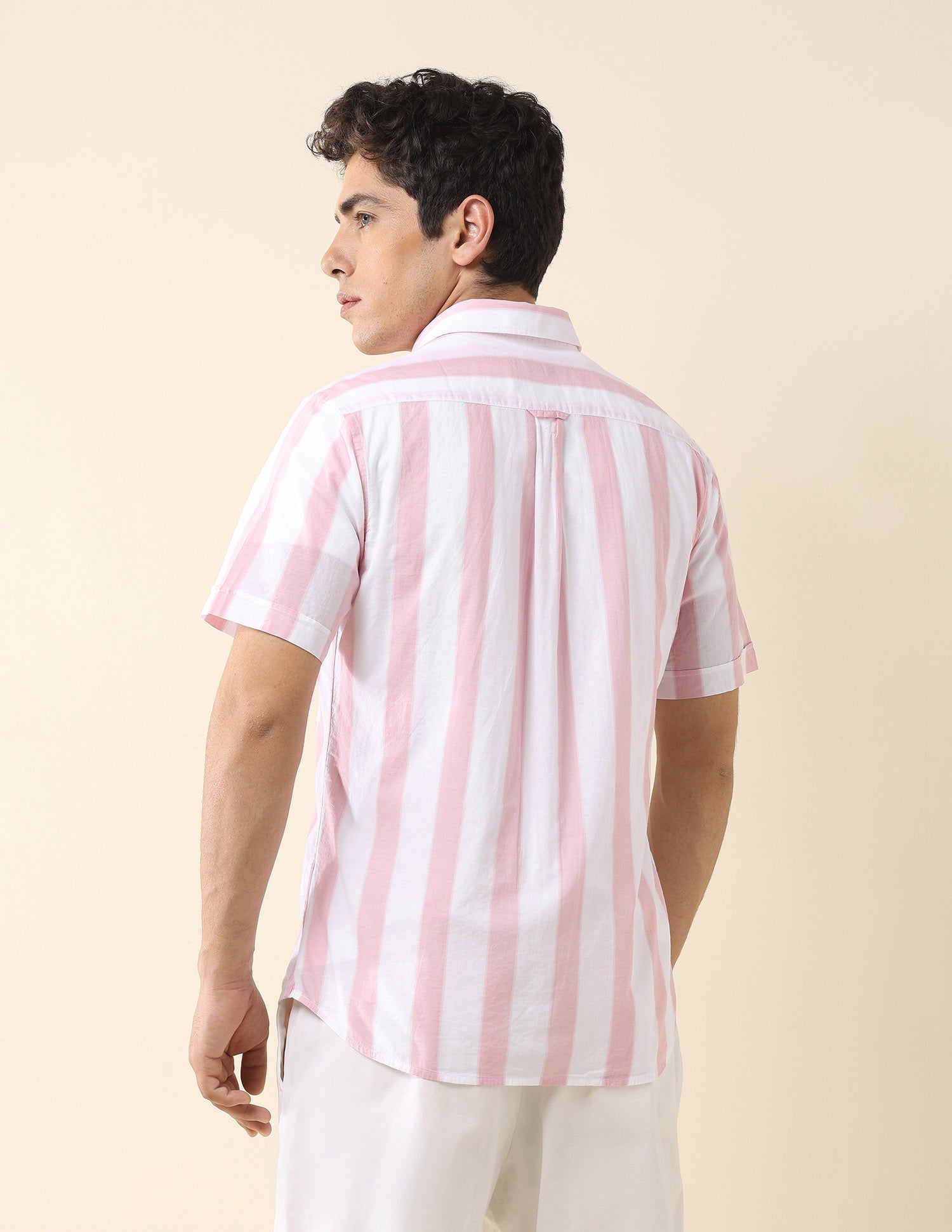 Vertical Striped Poplin Shirt Light Pink - U.S. Polo Assn. India | Large