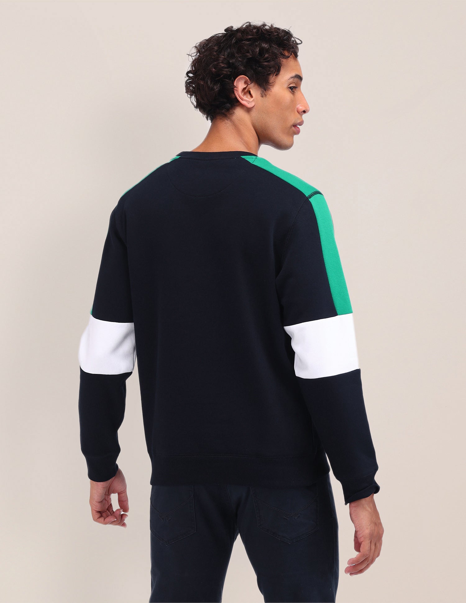 Colour Blocked Regular Fit Sweatshirt Navy - U.S. Polo Assn. India | Large
