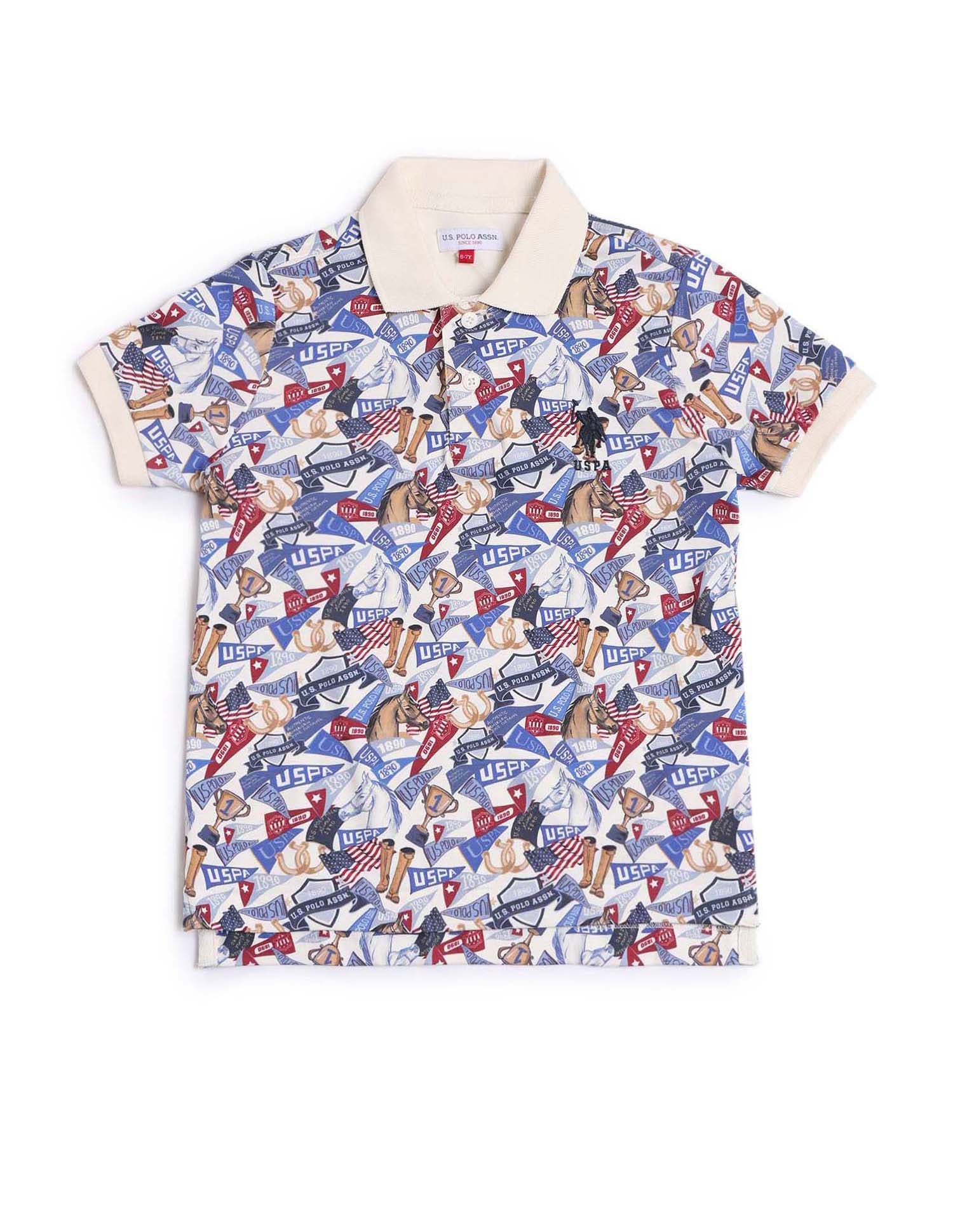 Boys Graphic Regular Fit Polo Shirt White - U.S. POLO ASSN. | Large