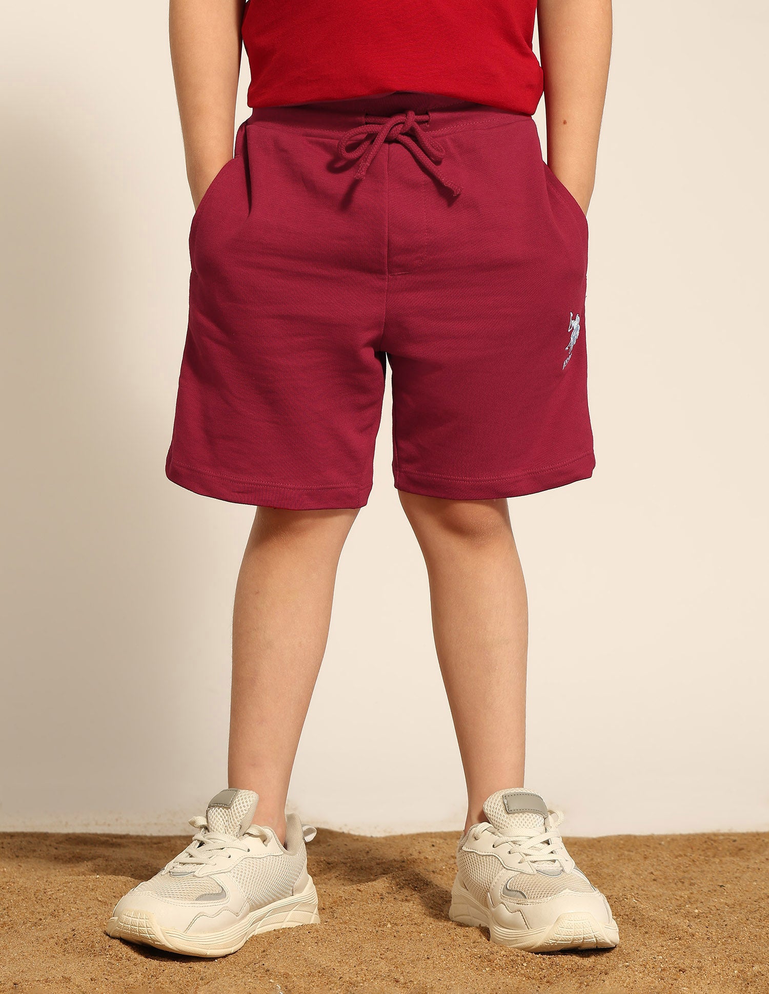 Boys Pure Cotton Mid Rise Shorts Red - U.S. POLO ASSN. | Large