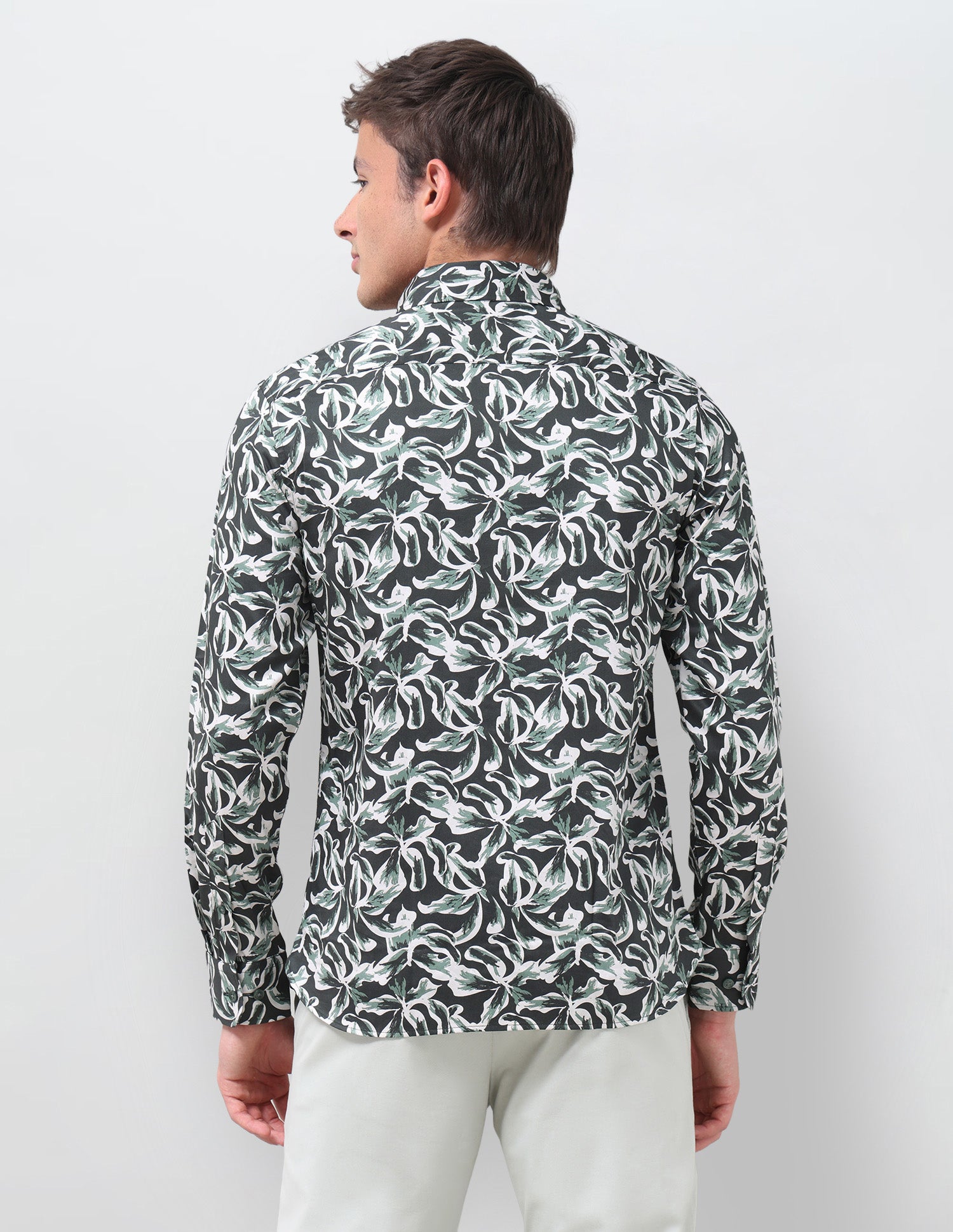 Abstract Printed Satin Shirt Olive - U.S. Polo Assn. India | Large
