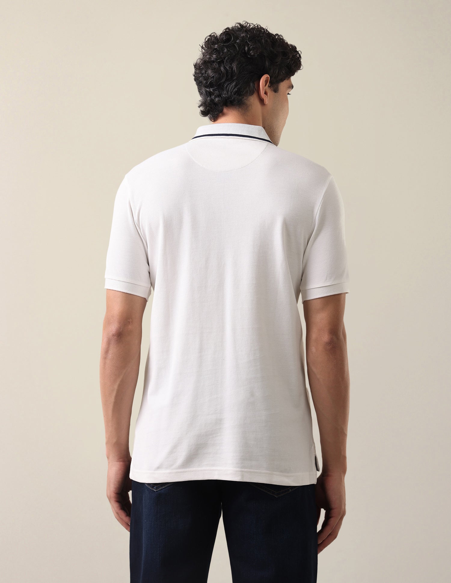 Solid Slim Fit Polo Shirt Ivory - U.S. Polo Assn. India | Large