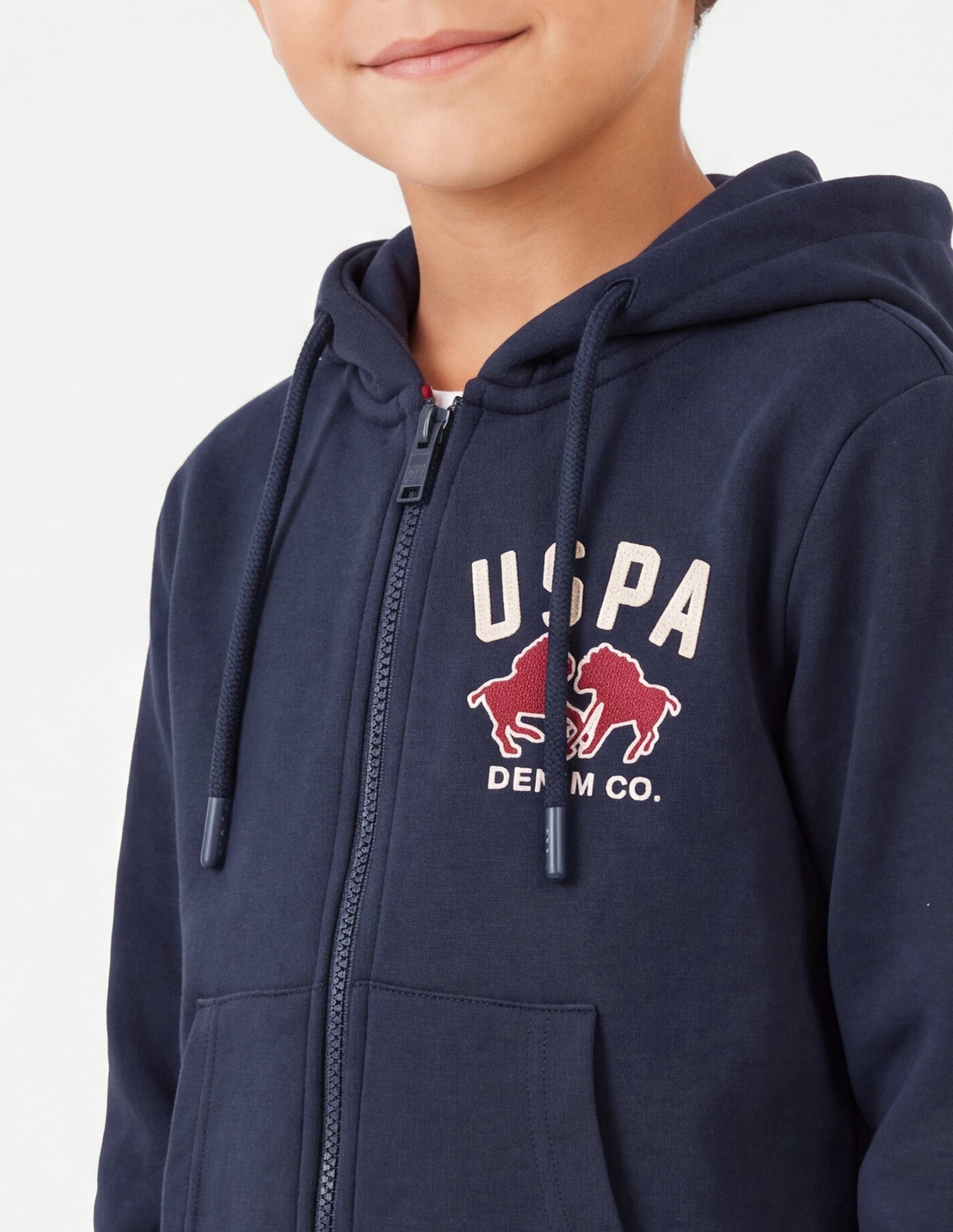 Solid Regular Fit Zipper Sweatshirt Navy - U.S. Polo Assn. India | Large