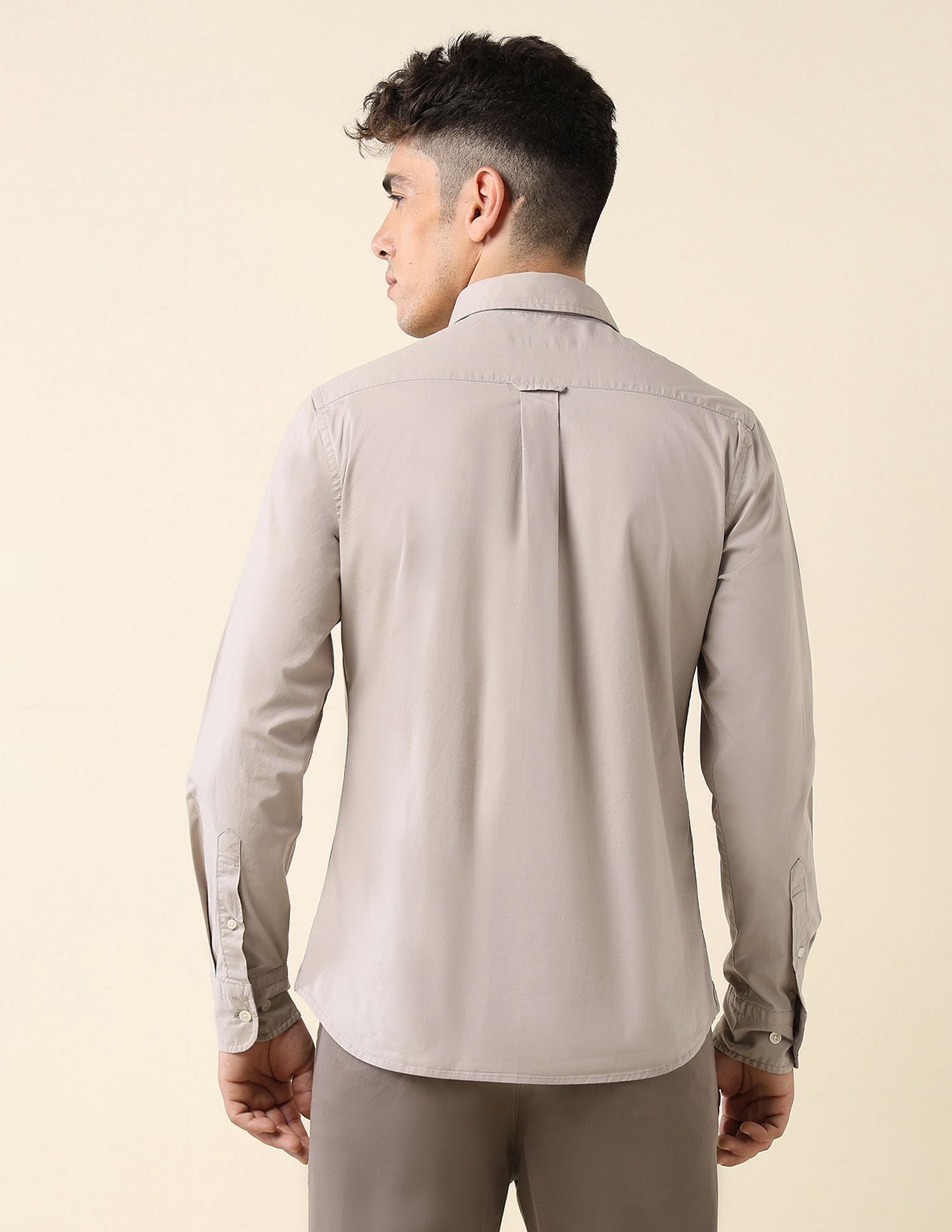 Poplin Solid Stretch Shirt Khaki - U.S. Polo Assn. India | Large