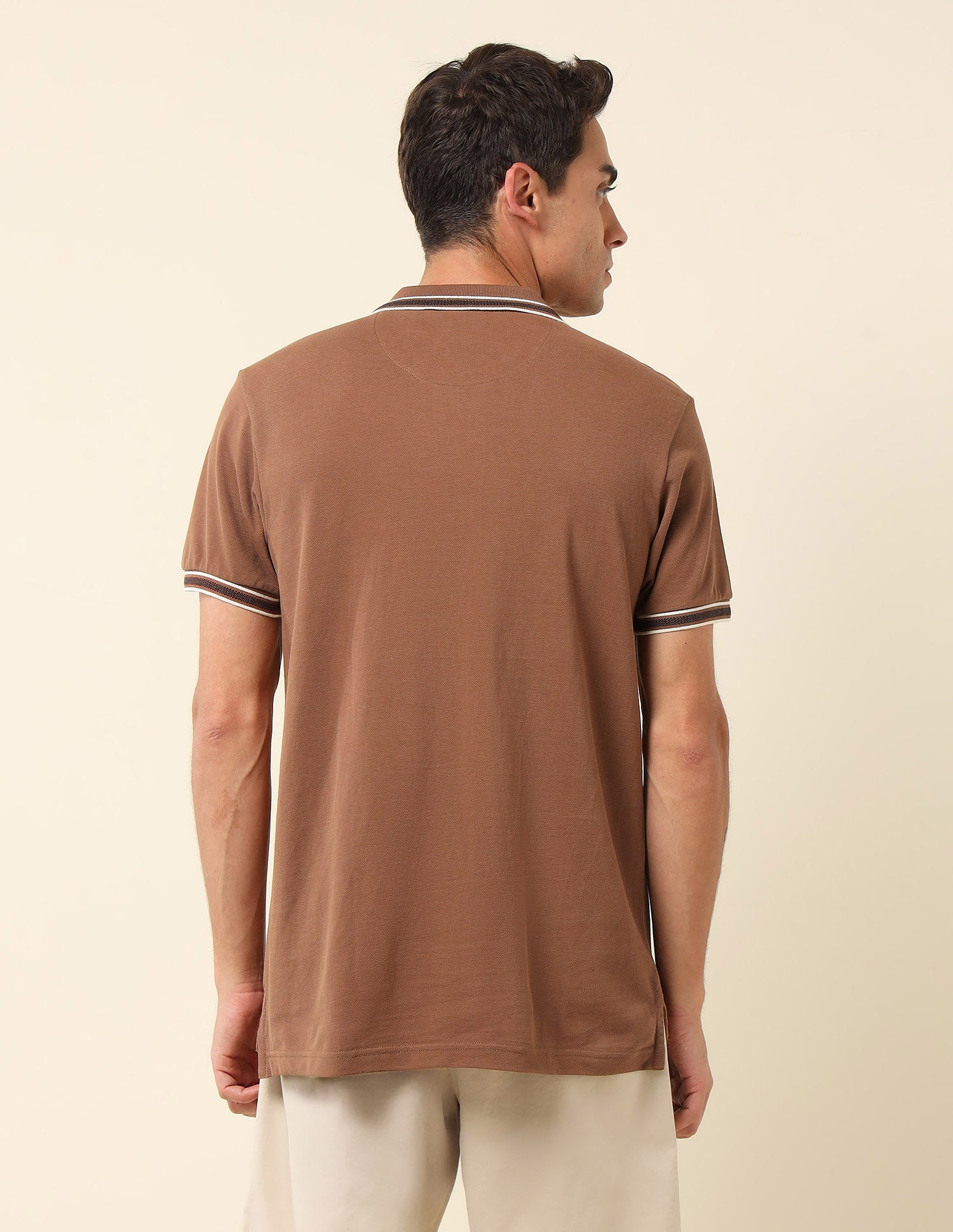 Pure Cotton Slim Fit Polo Shirt Light Brown - U.S. Polo Assn. India | Large