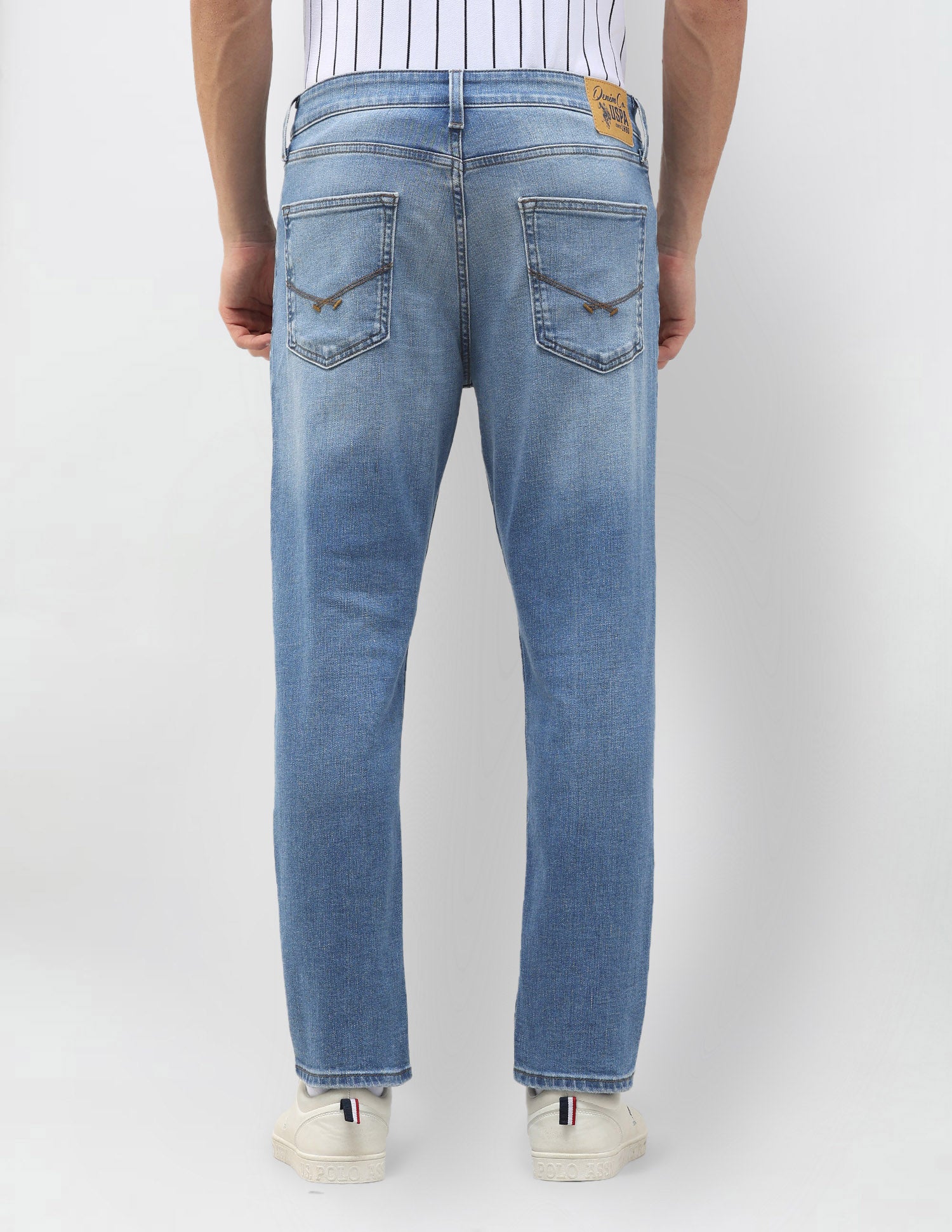 Cole Comfort Cropped Fit Blue Jeans Mid Blue - U.S. Polo Assn. India | Large