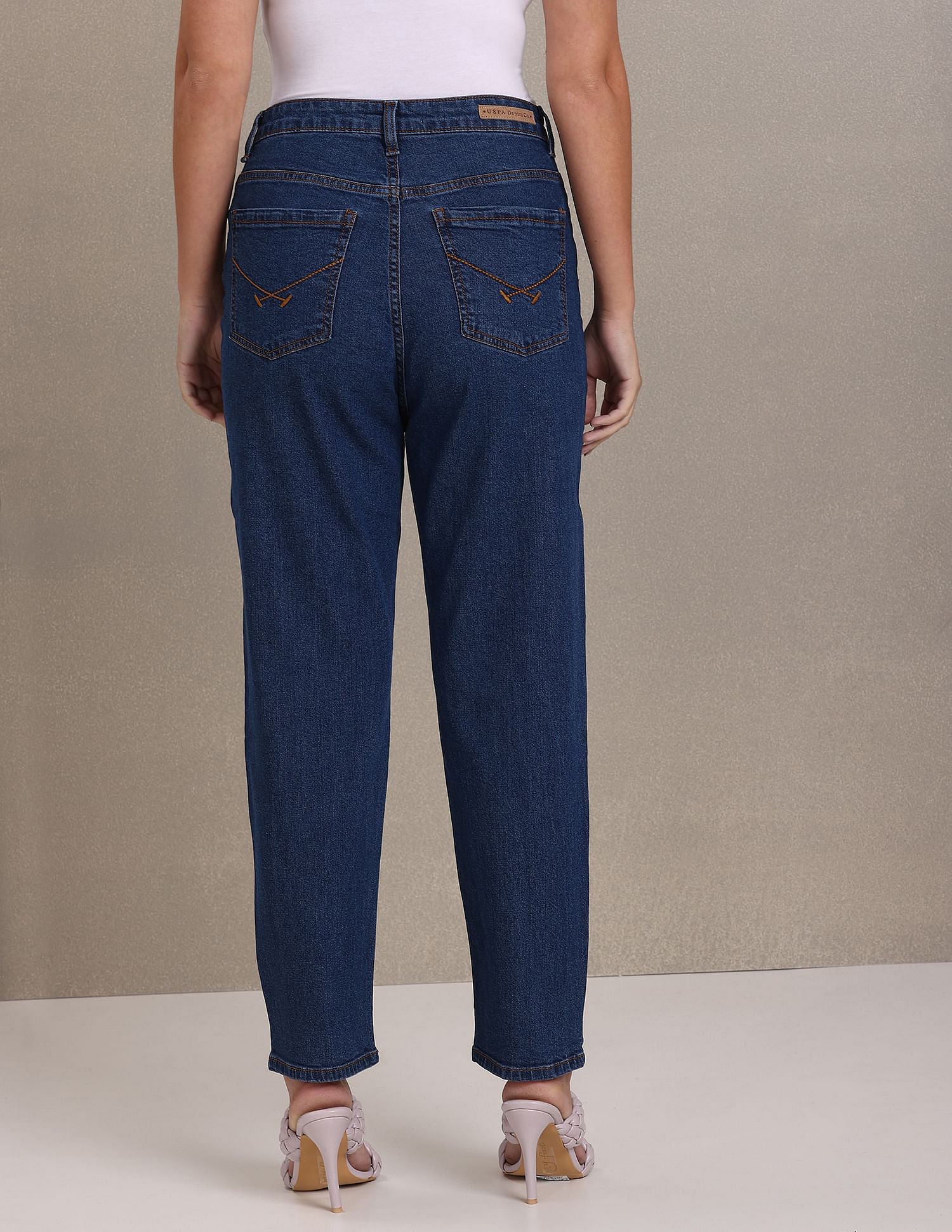 High Rise Rinsed Mom Jeans Blue - U.S. Polo Assn. India | Large