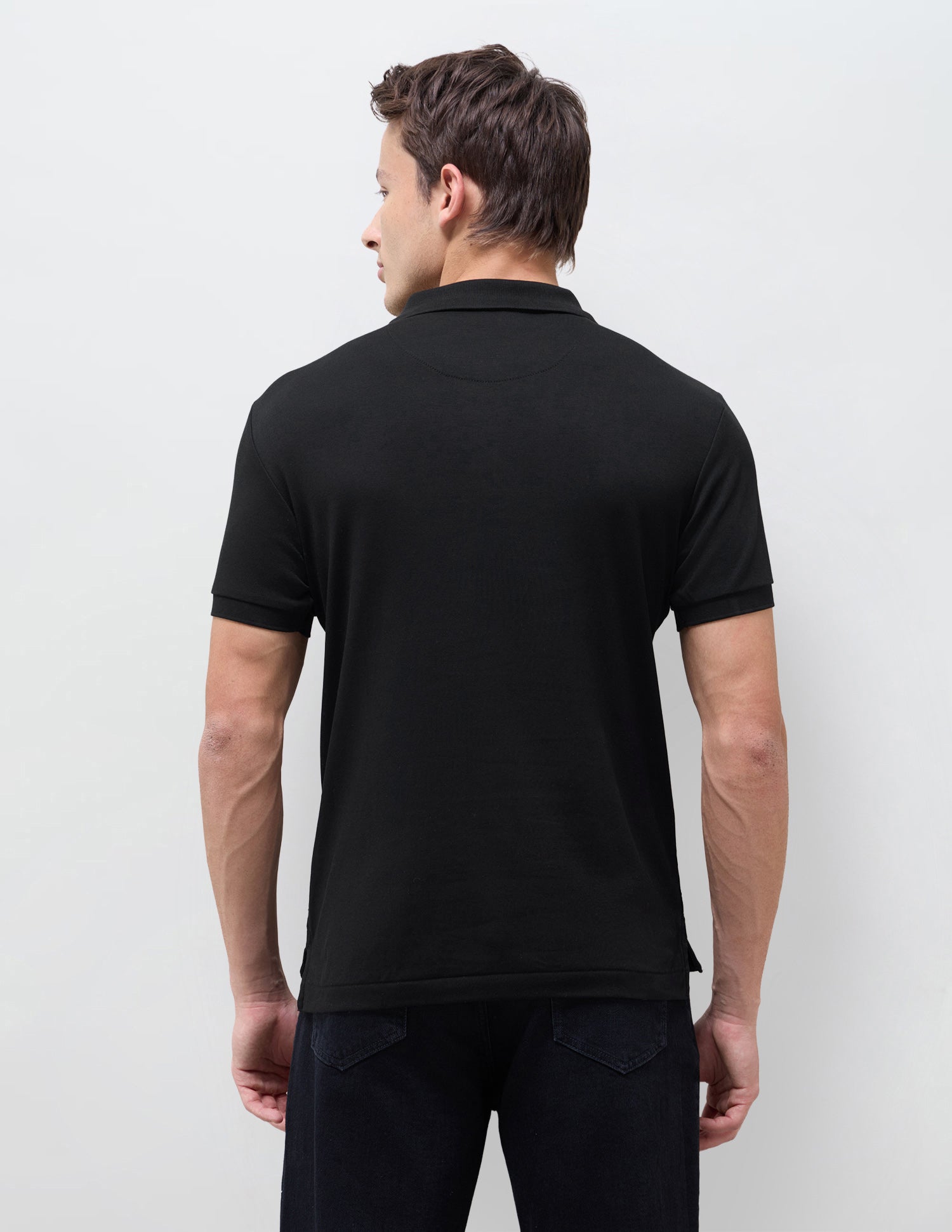 Graphic Brand Patterned Knit Polo Shirt Black - U.S. Polo Assn. India | Large
