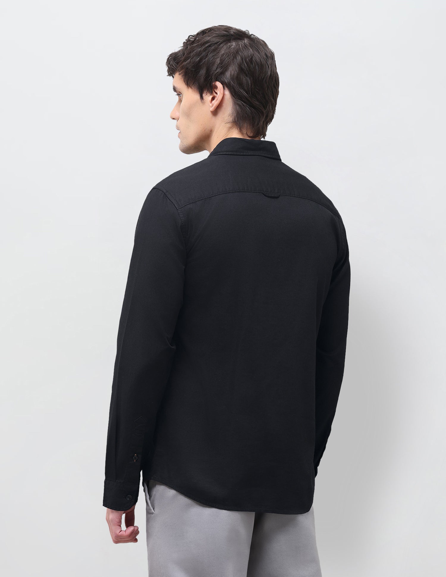 Textured Regular Fit Shirt Black - U.S. Polo Assn. India | Large