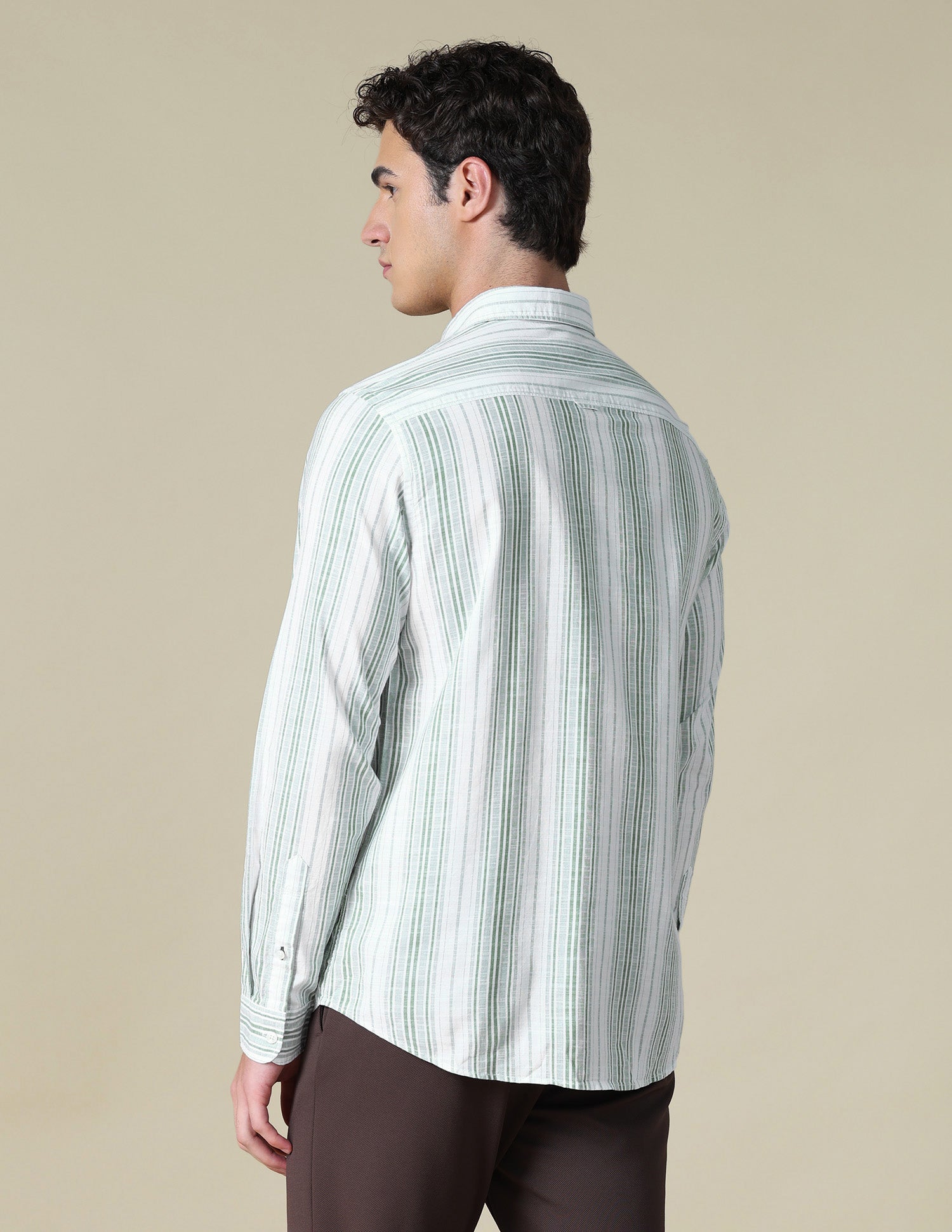 Vertical Striped Regular Fit Shirt Light Green - U.S. Polo Assn. India | Large