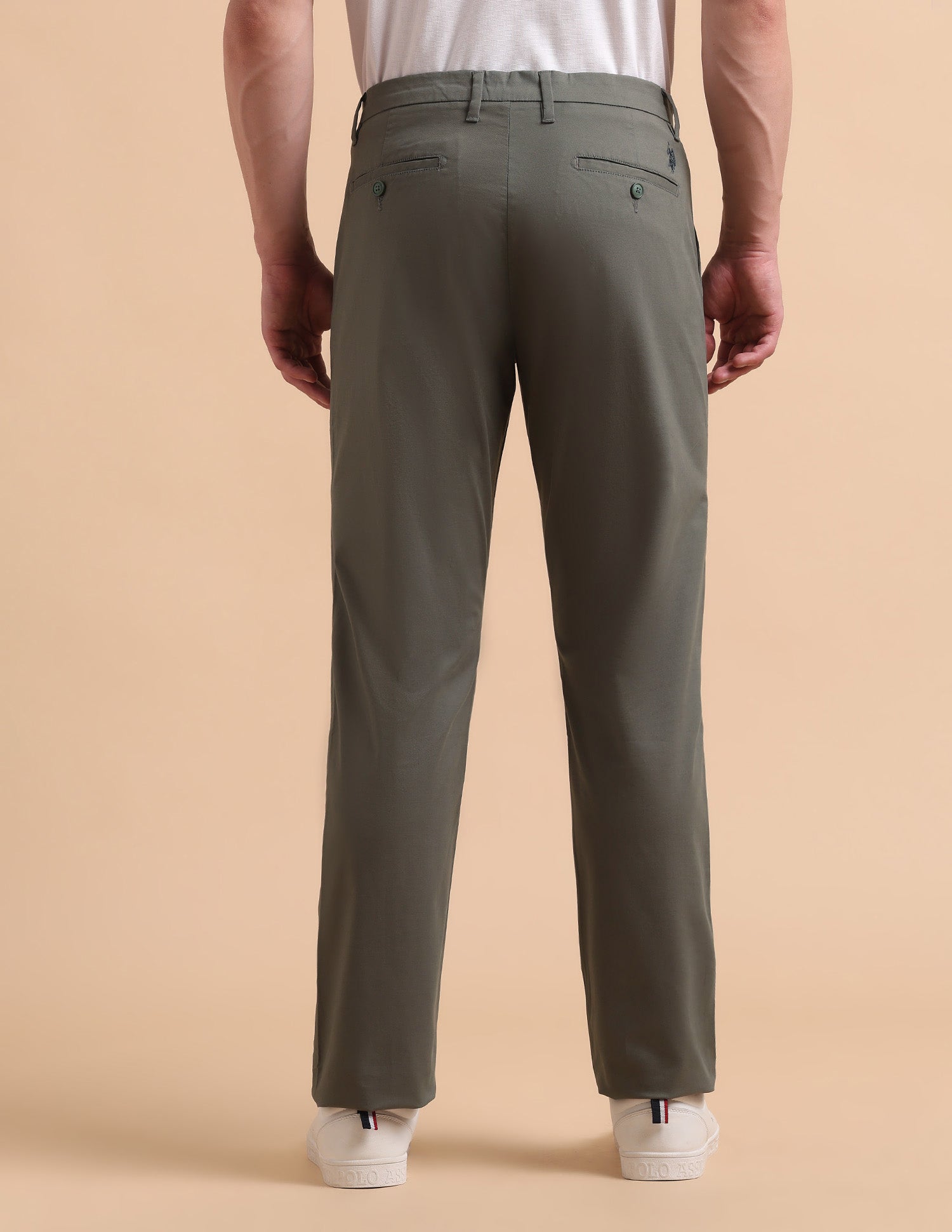 Satin Slim Fit Trousers Light Olive - U.S. POLO ASSN. | Large