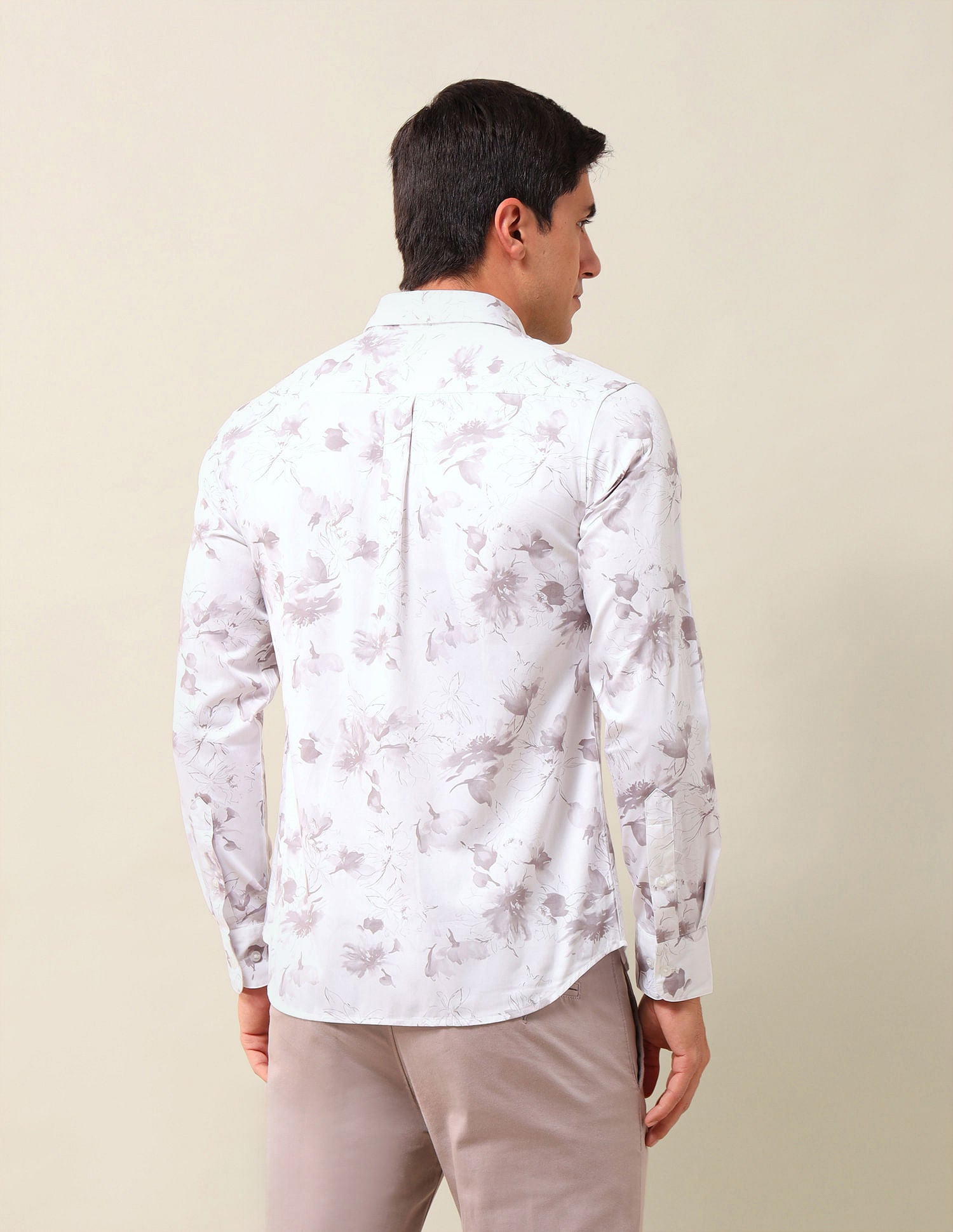 Tailored Fit Printed Shirt Off White - U.S. Polo Assn. India | Large