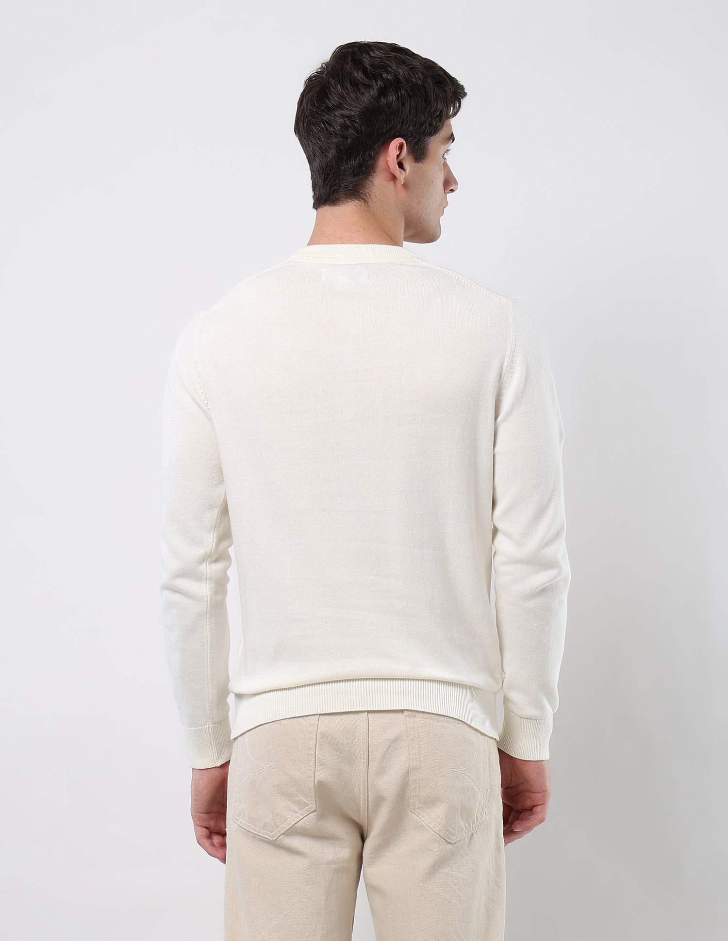 Brand Embroidered Patterned Knit Sweater Off White - U.S. POLO ASSN. | Large