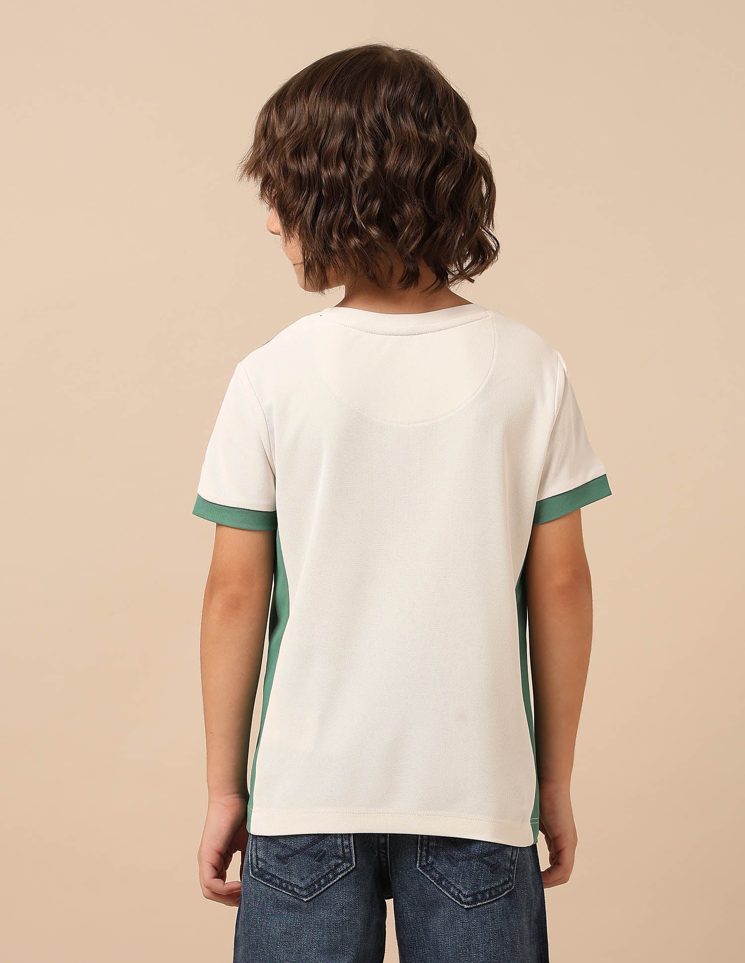 Boys Colourblocked Regular Fit T-Shirt Off White - U.S. POLO ASSN. | Large