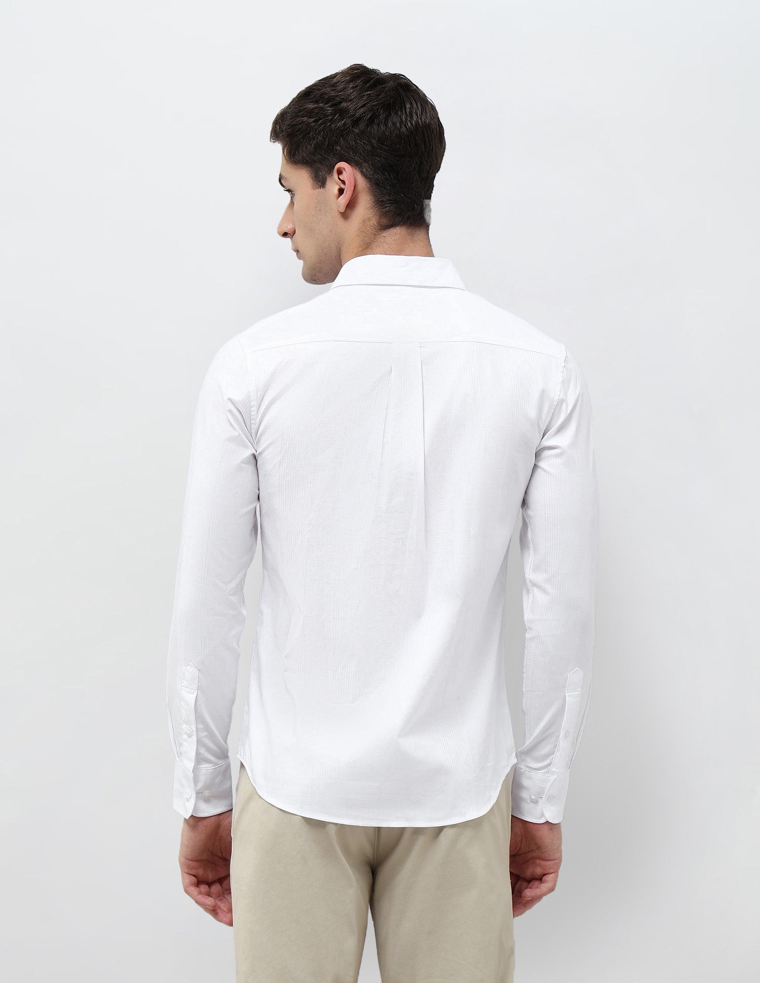 Tailored Fit Self Design Vertical Striped Shirt White - U.S. POLO ASSN. | Large