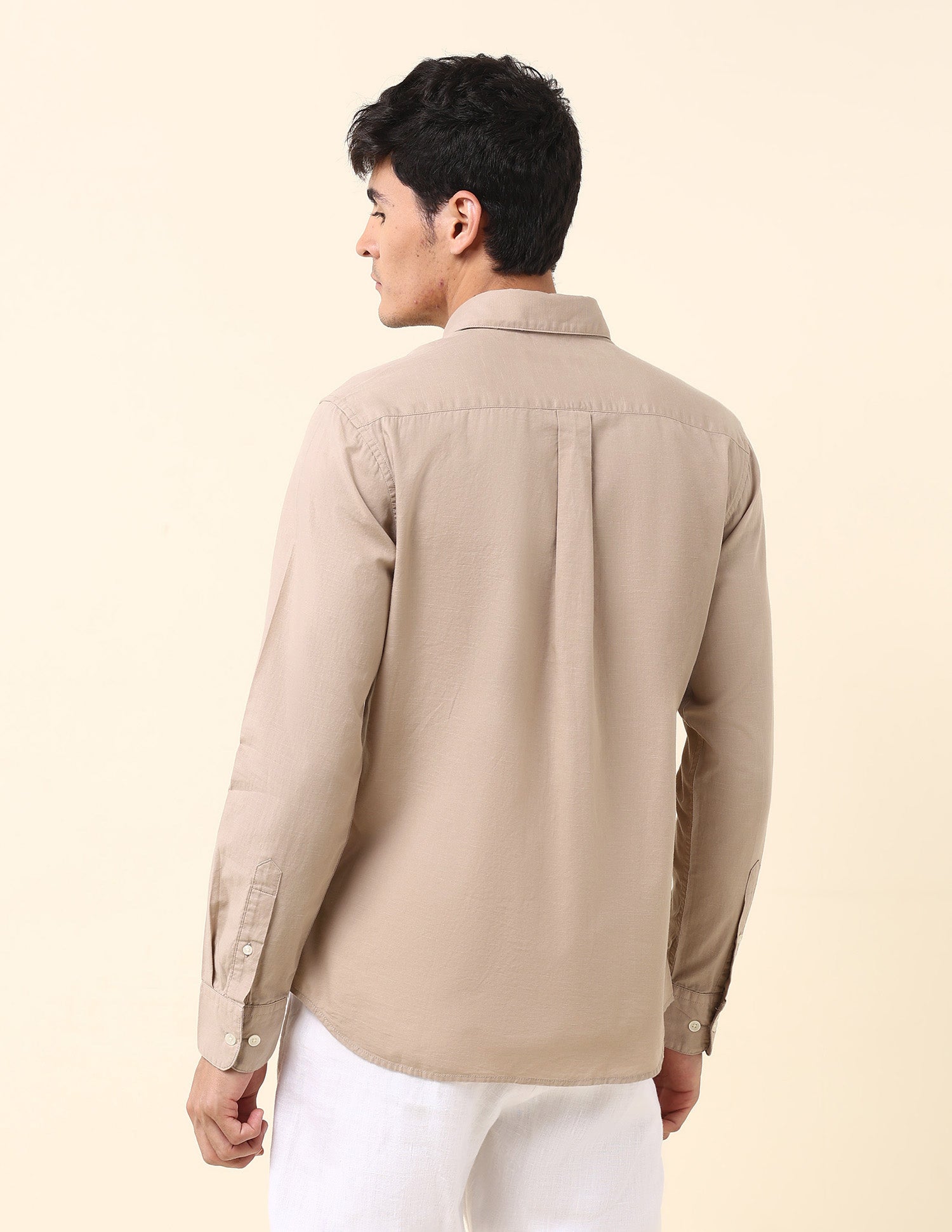 Solid Twill Tailored Fit Shirt Light Khaki - U.S. Polo Assn. India | Large