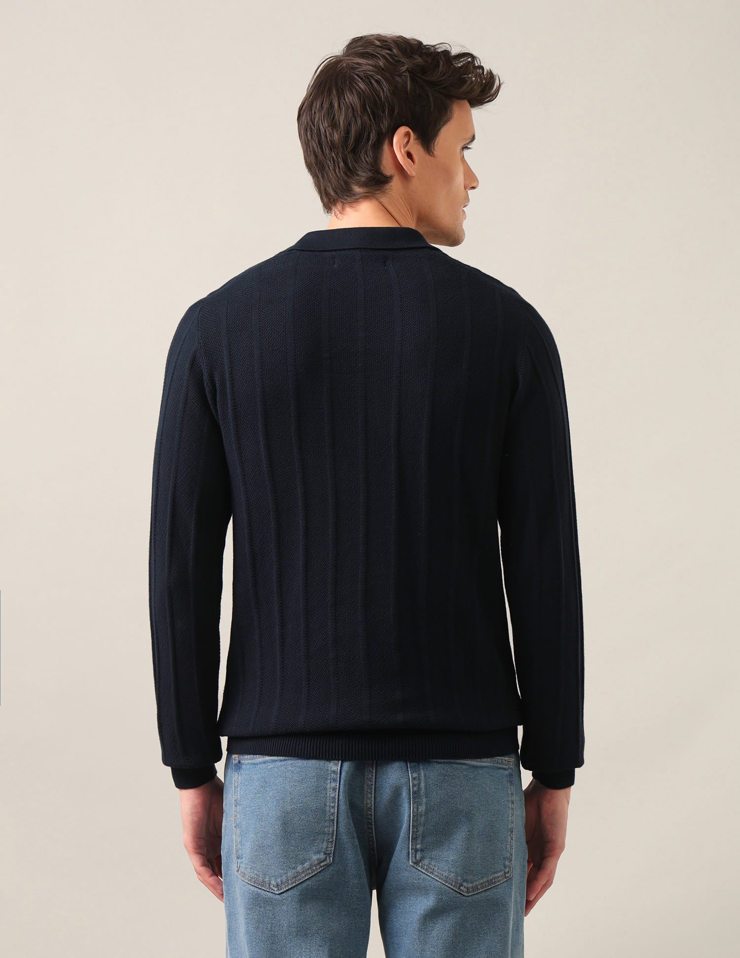 Polo Neck Textured Sweater Blue - U.S. Polo Assn. India | Large