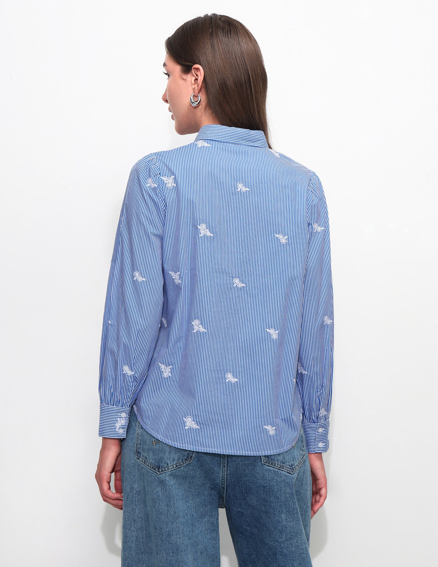 Relaxed Striped Shirt With Embroidery Blue - U.S. Polo Assn. India | Large