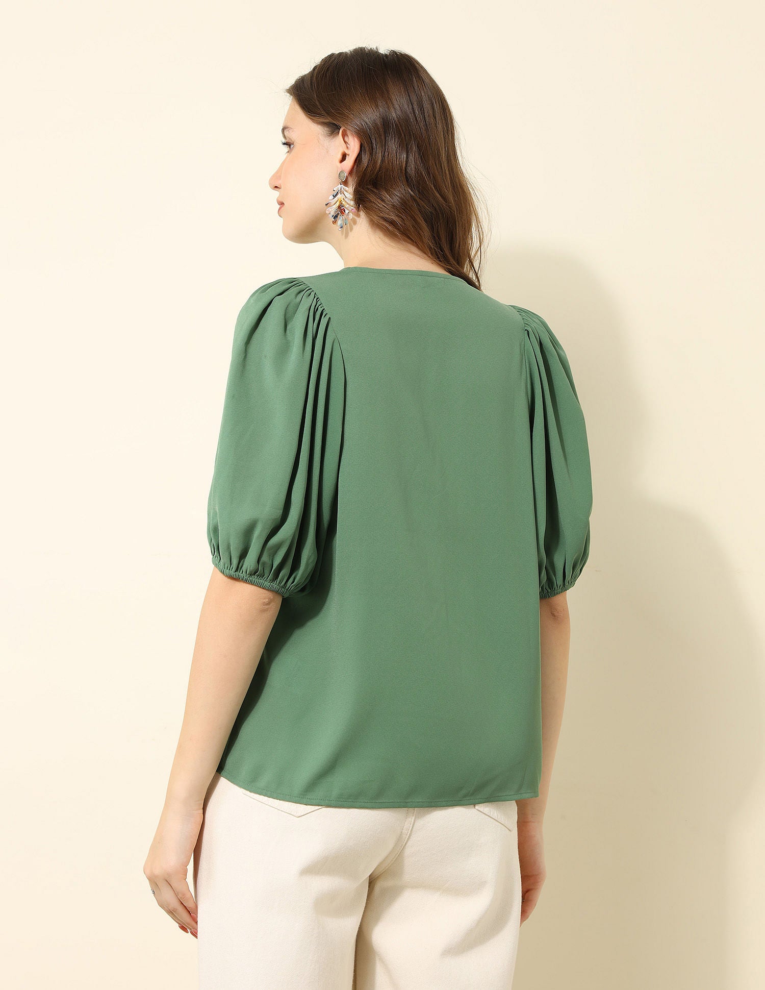 Pintucked Regular Fit Top Green - U.S. POLO ASSN. | Large