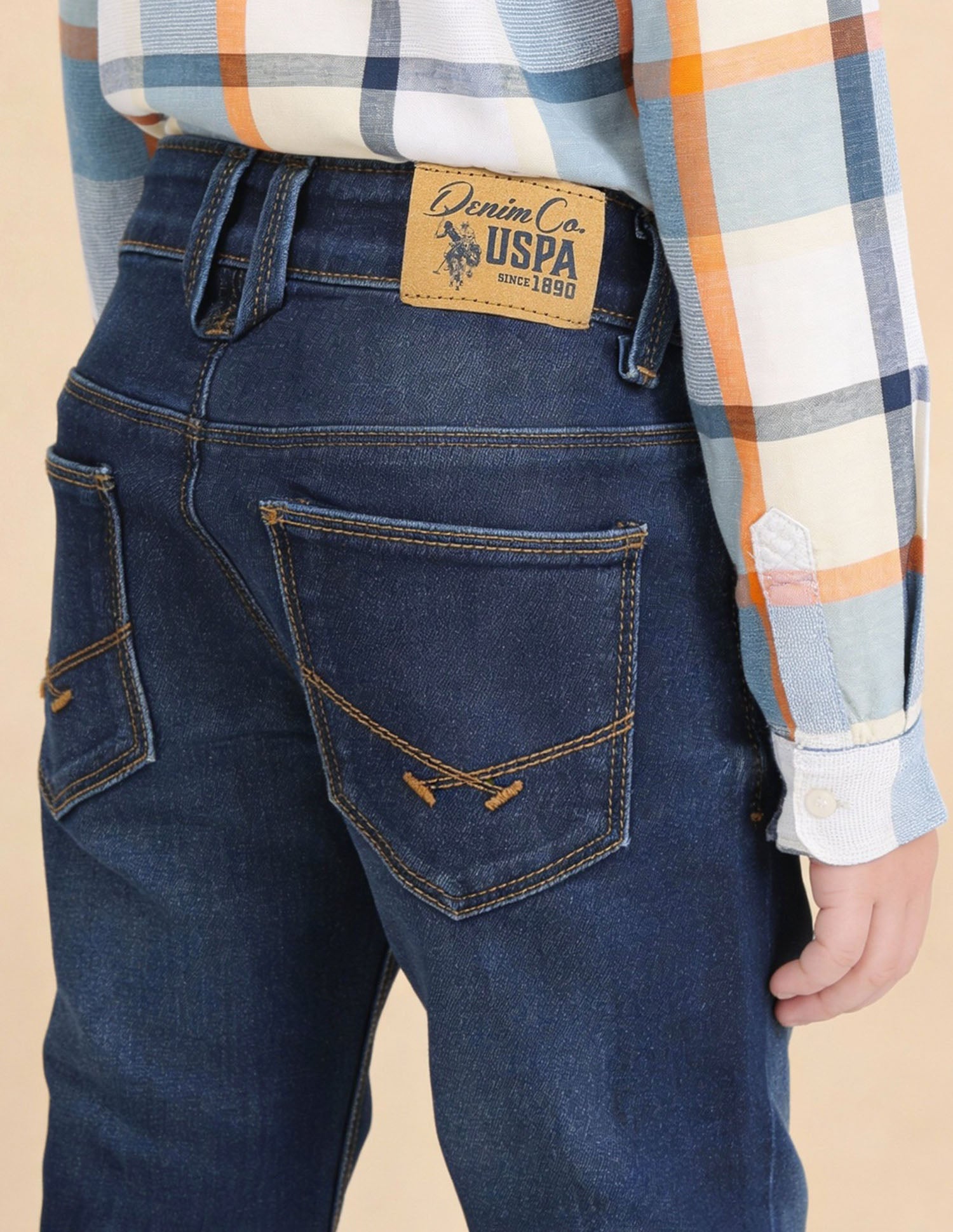 Boys Slim Fit Distressed Jeans Mid Blue - U.S. Polo Assn. India | Large