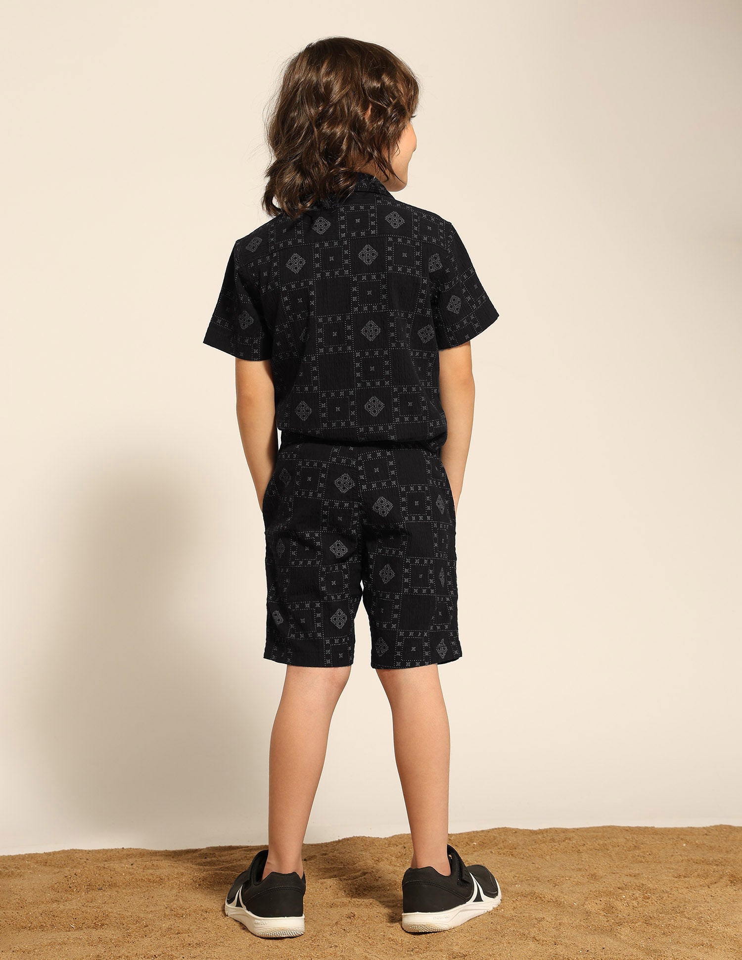 Boys Geometric Printed Regular Fit Shorts Black - U.S. POLO ASSN. | Large