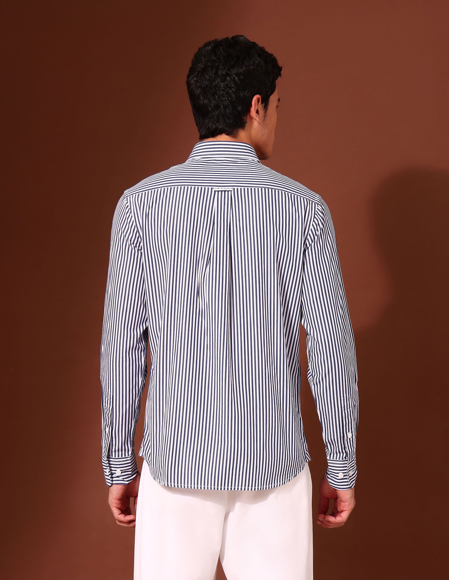 Vertical Striped Tailored Fit Formal Shirt Navy - U.S. Polo Assn. India | Large