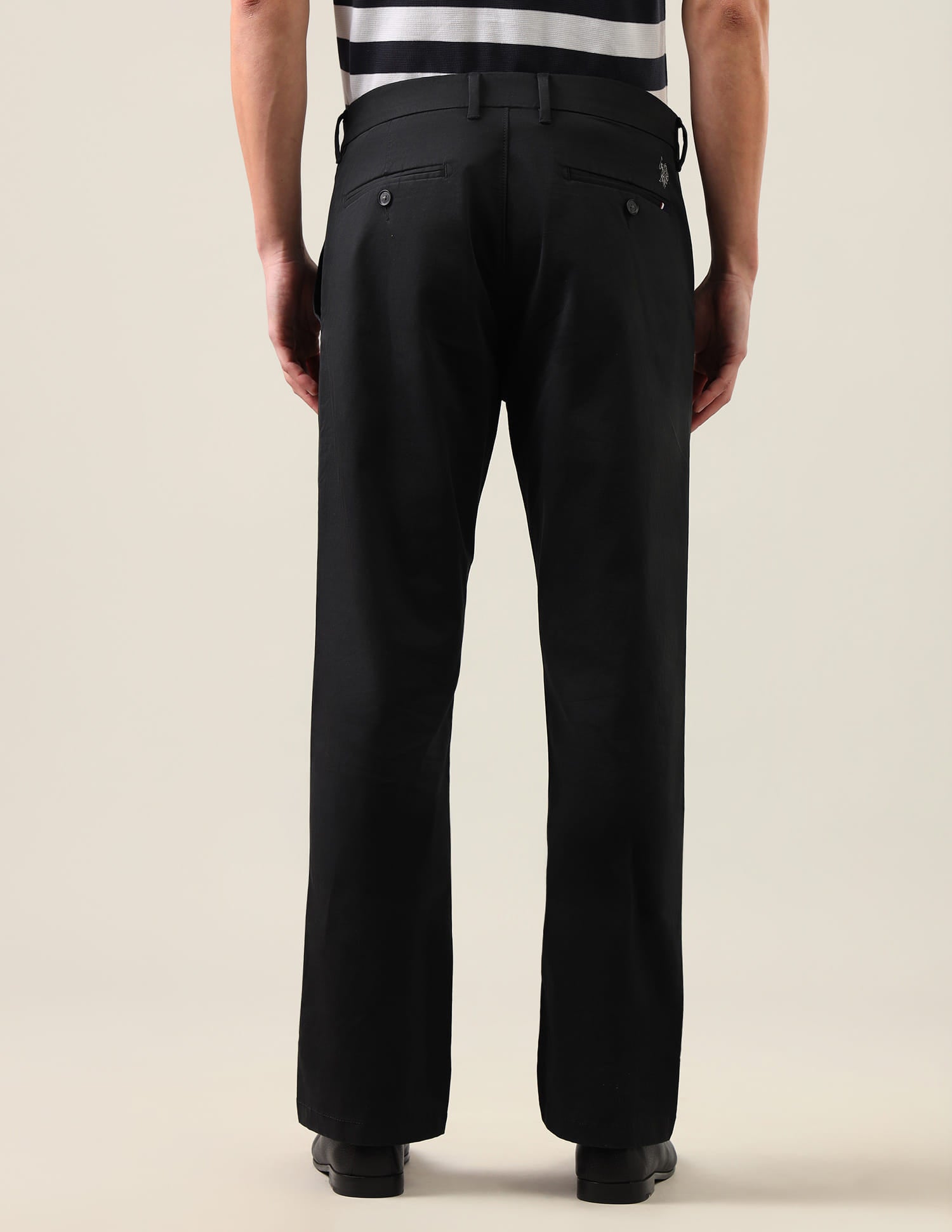 Riley Straight Fit Satin Trousers Black - U.S. Polo Assn. India | Large