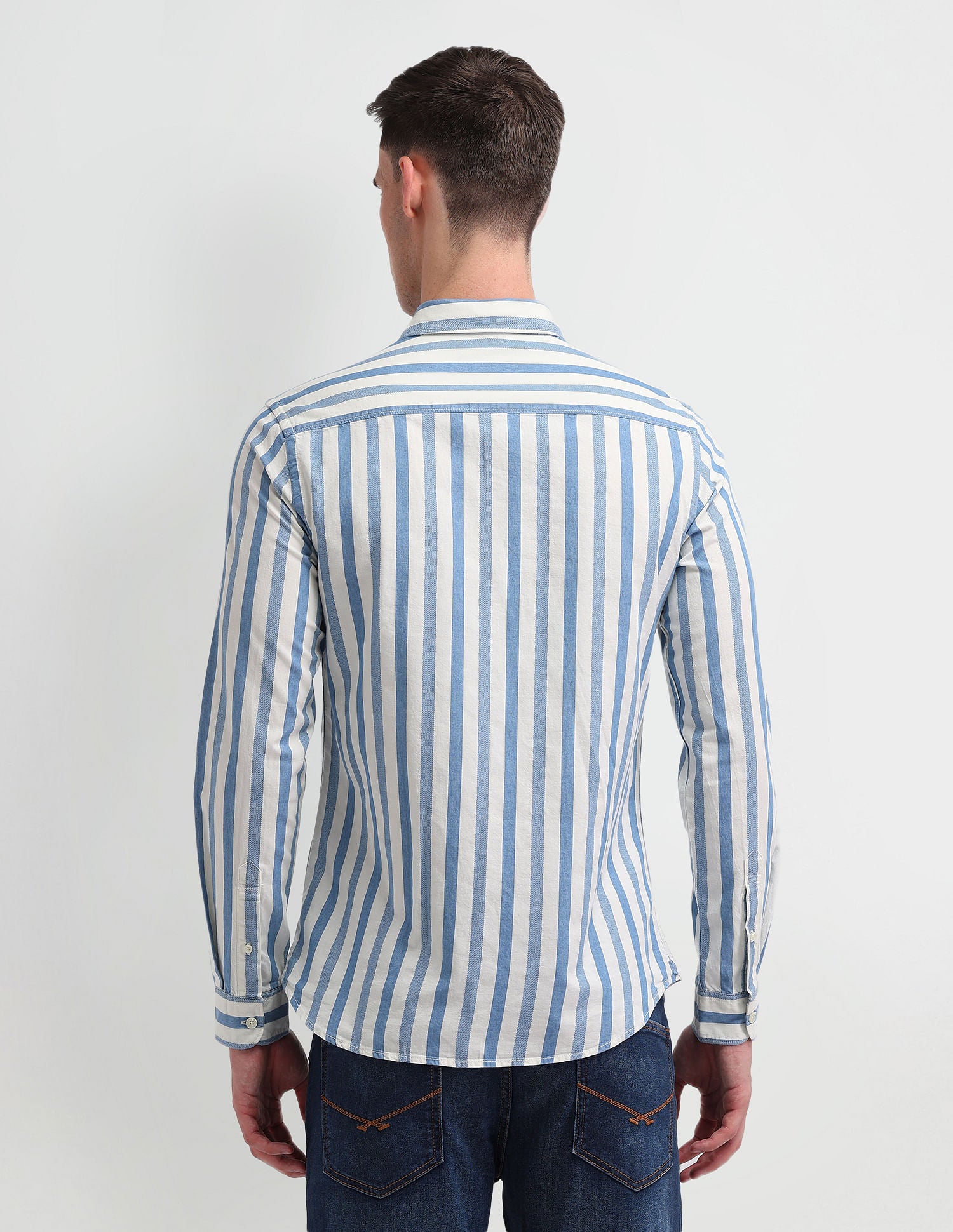 Vertical Stripe Slim Fit Shirt Light Indigo - U.S. POLO ASSN. | Large