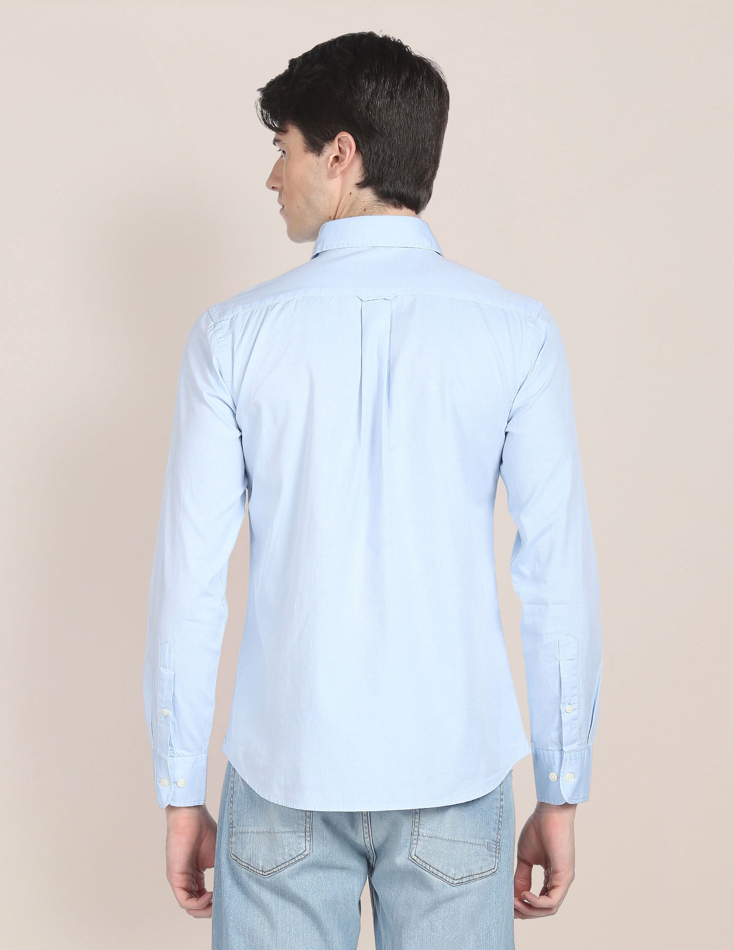 Men Light Blue Oxford Regular Fit Casual Shirt Light Blue - U.S. Polo Assn. India | Large