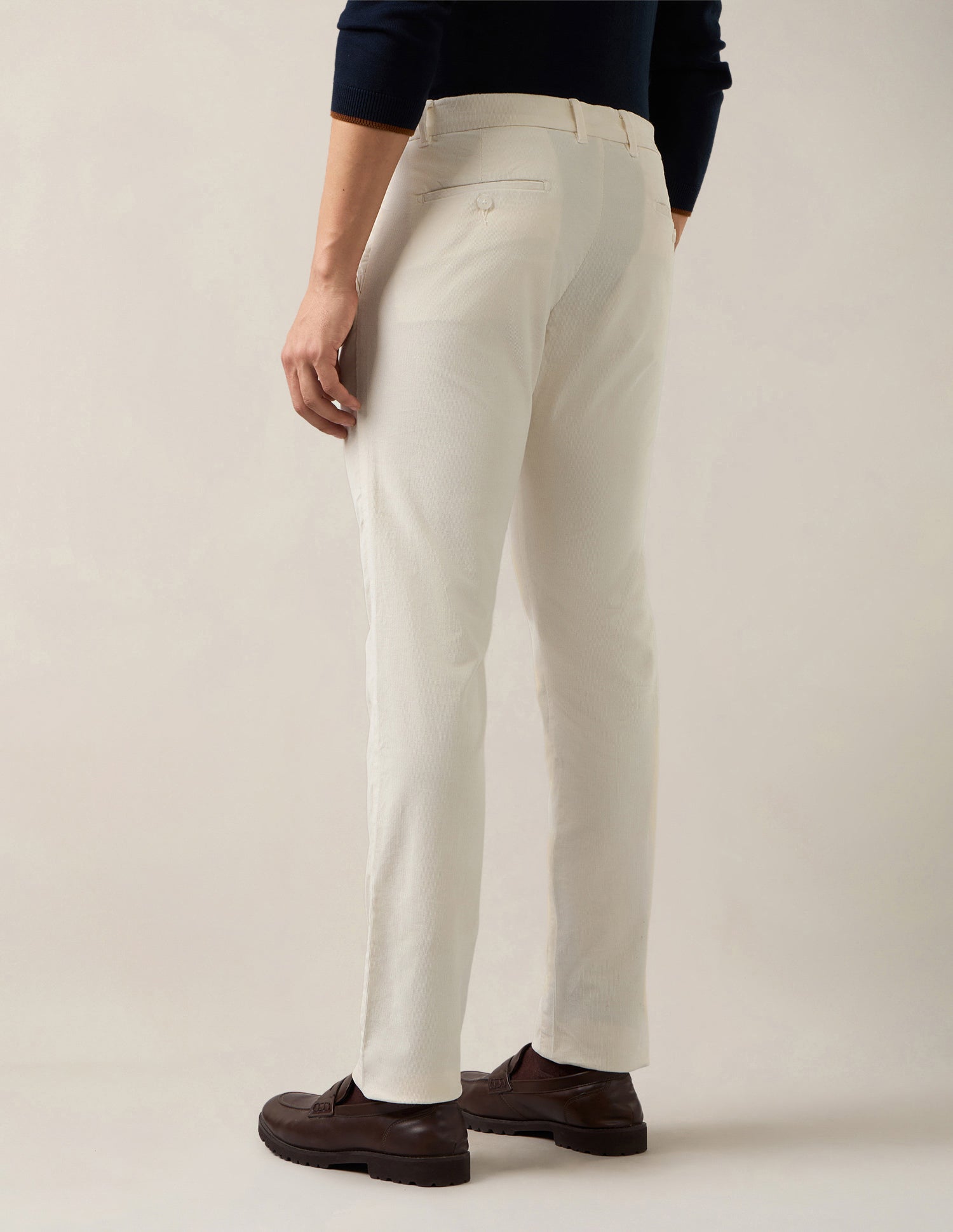 Denver Slim Fit Corduroy Trousers Ecru - U.S. Polo Assn. India | Large