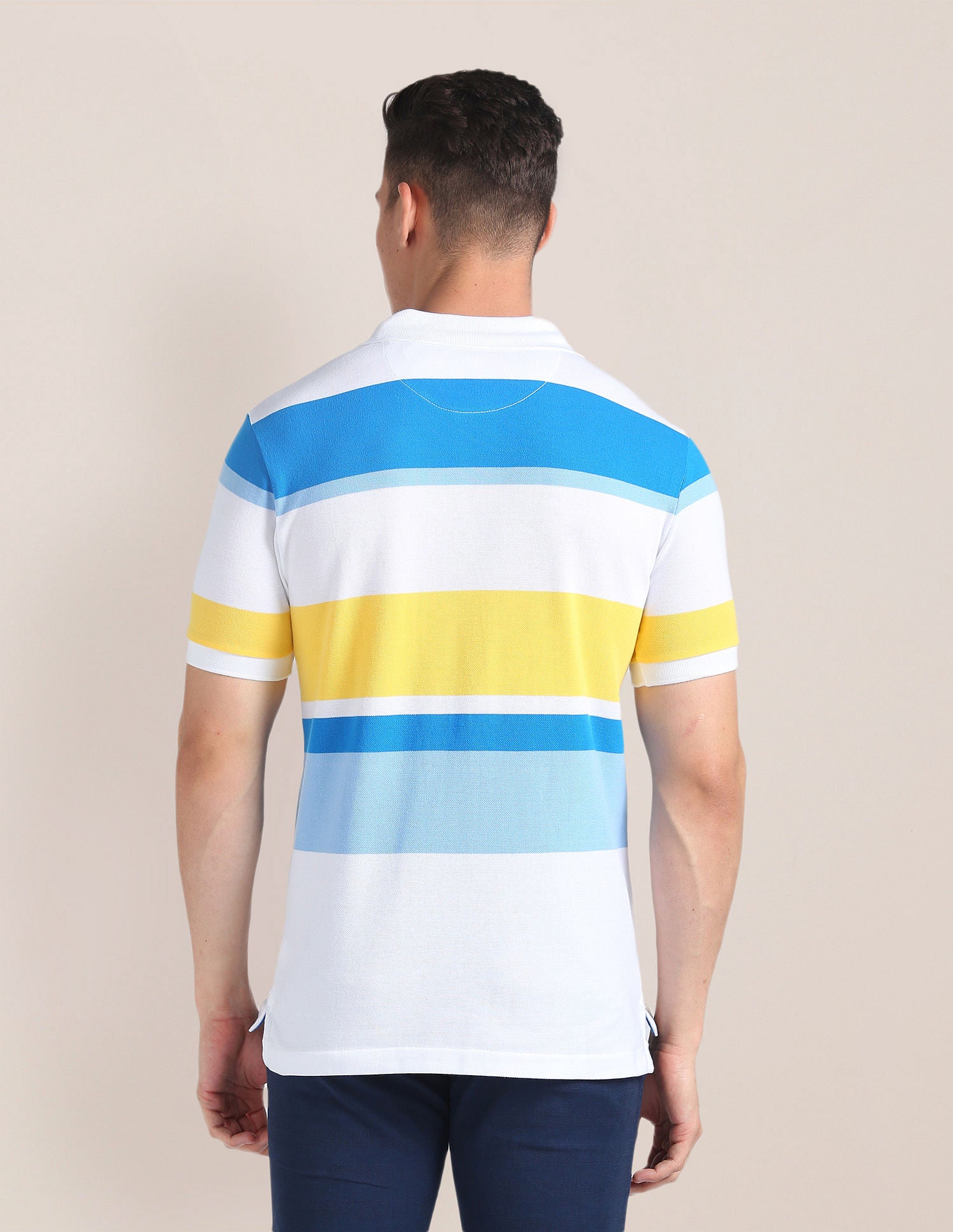 Horizontal Stripe Slim Polo Shirt White - U.S. Polo Assn. India | Large